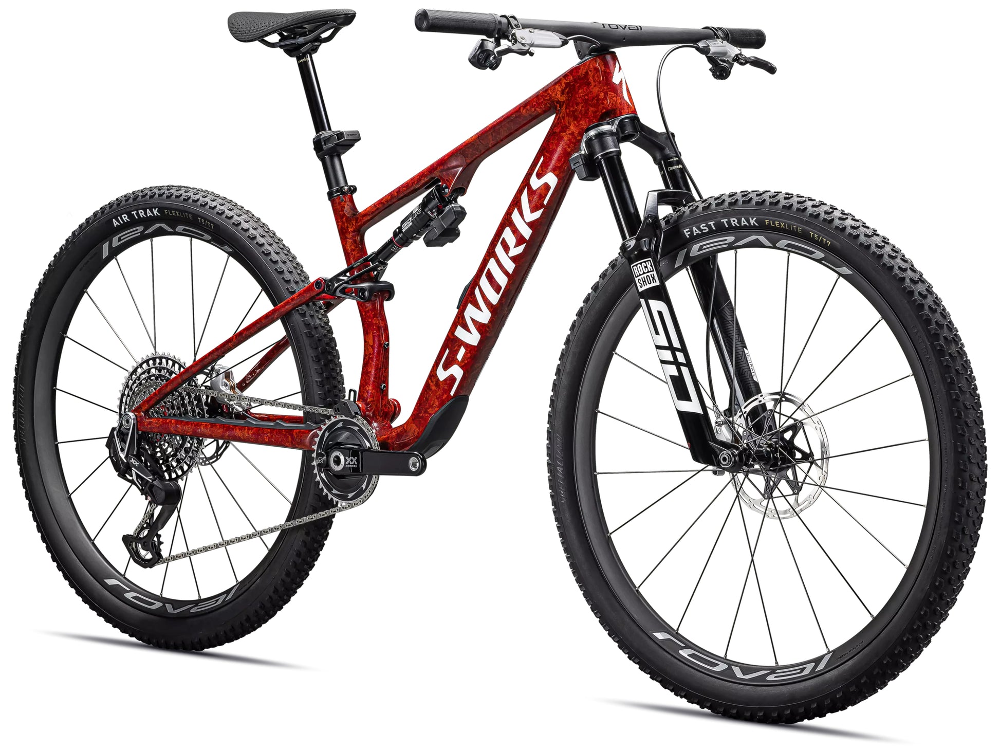 Specialized S-Works Epic 8 Full Suspension Mountain bike Gloss fiery red dry impasto / metallic white silver Forward facing view