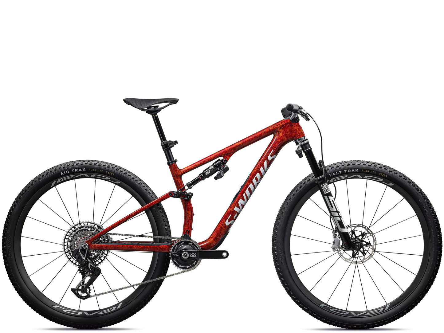Specialized S-Works Epic 8 Full Suspension Mountain bike Gloss fiery red dry impasto / metallic white silver Side profile