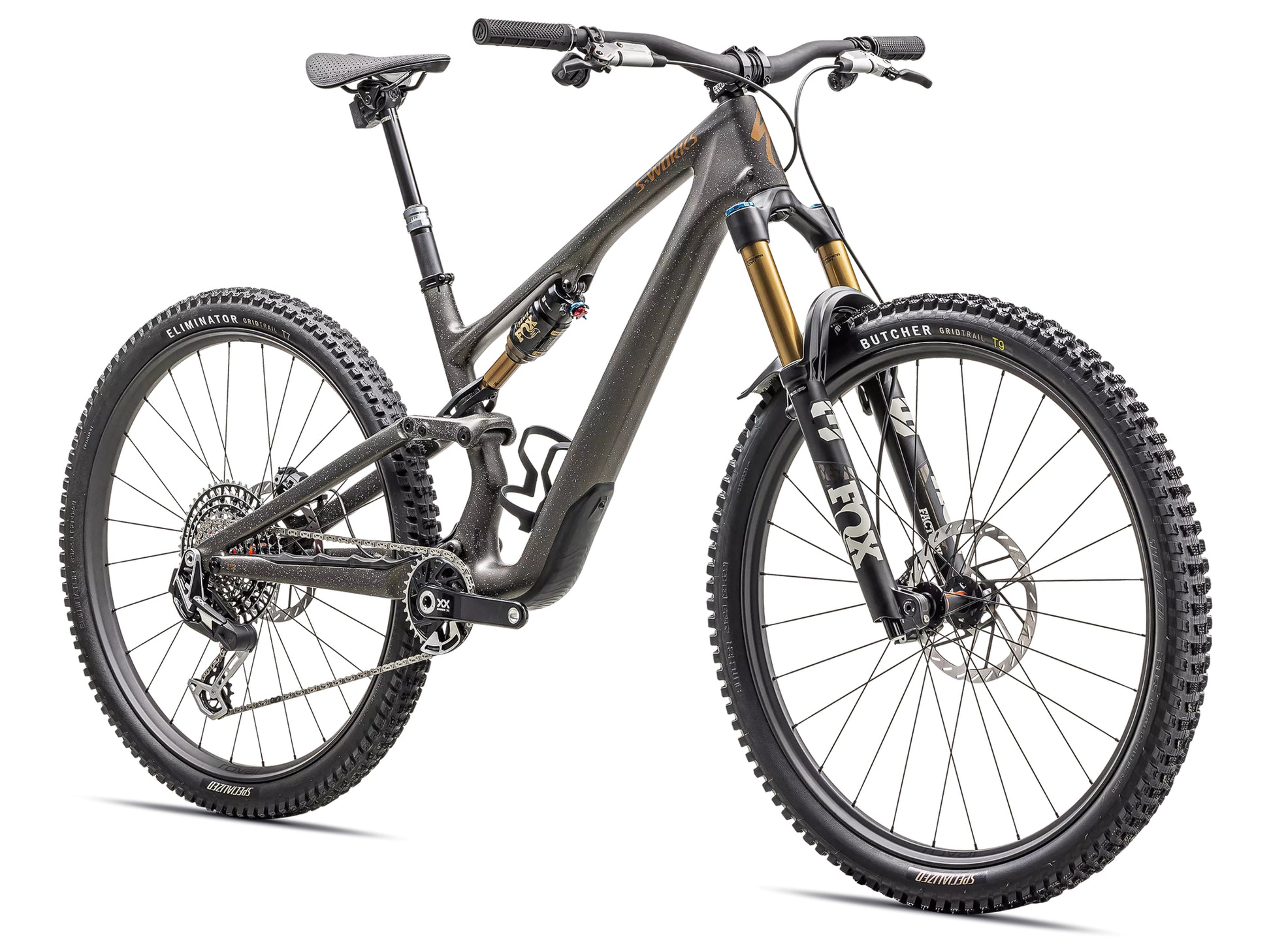 Specialized S-Works Stumpjumper 15 Full Suspension Mountain bike Satin gunmetal / clay / white mountain / dove grey / gloss bronze Forward facing view