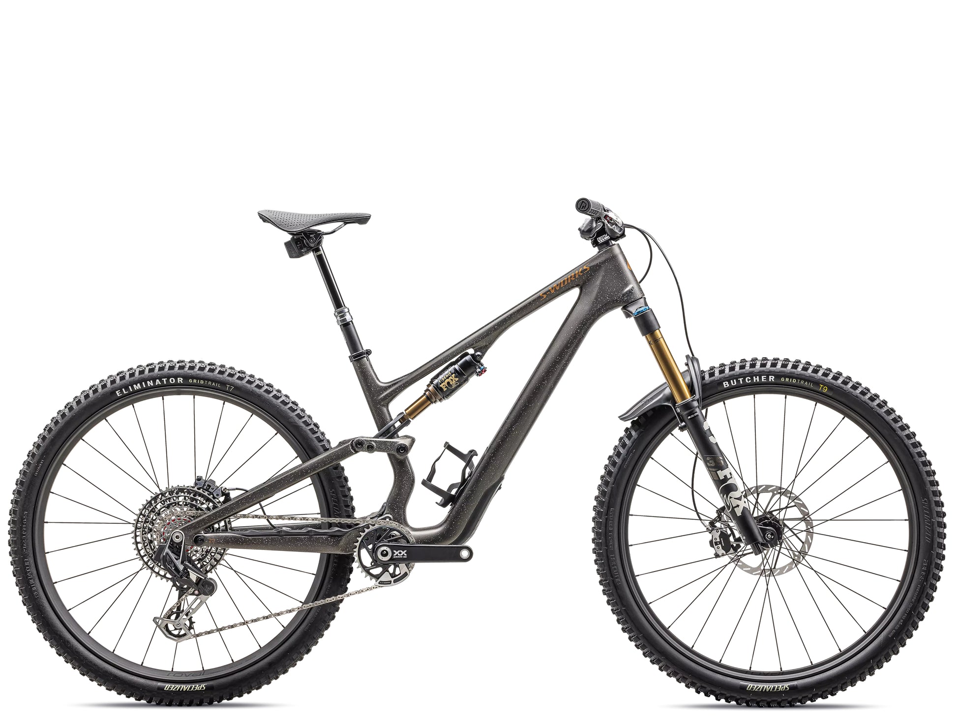 Specialized S-Works Stumpjumper 15 Full Suspension Mountain bike Satin gunmetal / clay / white mountain / dove grey / gloss bronze Side profile