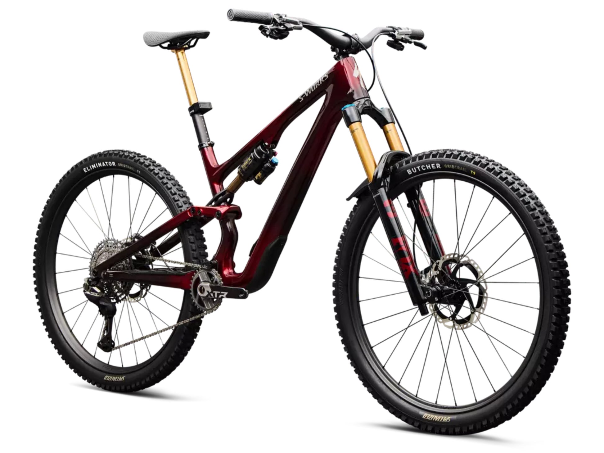 Specialized S-Works Stumpjumper 15 EVO Di2 Full Suspension Mountain bike Gloss solidity metallic / bordeaux metallic / brushed chrome Forward facing view