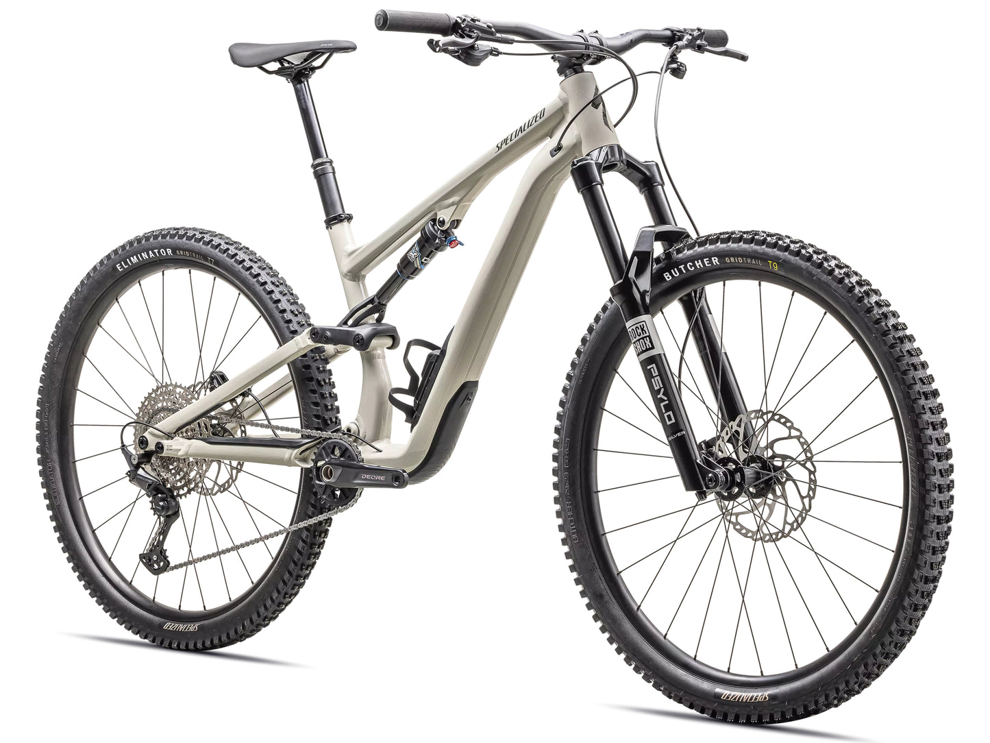 Specialized Stumpjumper 15 Alloy Full Suspension Mountain bike Gloss white mountains / dark green moss Forward facing view