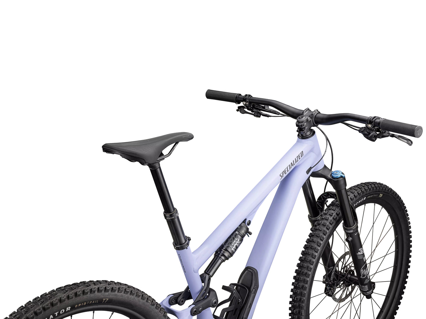 Specialized Stumpjumper 15 Comp Alloy Full Suspension Mountain bike Satin powder indigo / smoke Saddle and cockpit forward view
