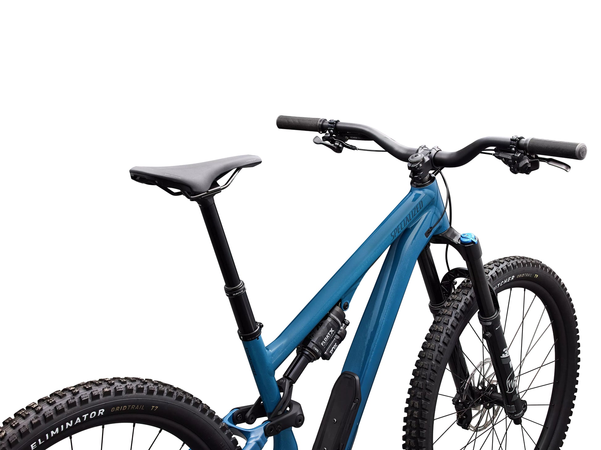 Specialized Stumpjumper 15 EVO Comp alloy Full Suspension Mountain bike Gloss grey blue / cast blue metallic Cockpit closeup