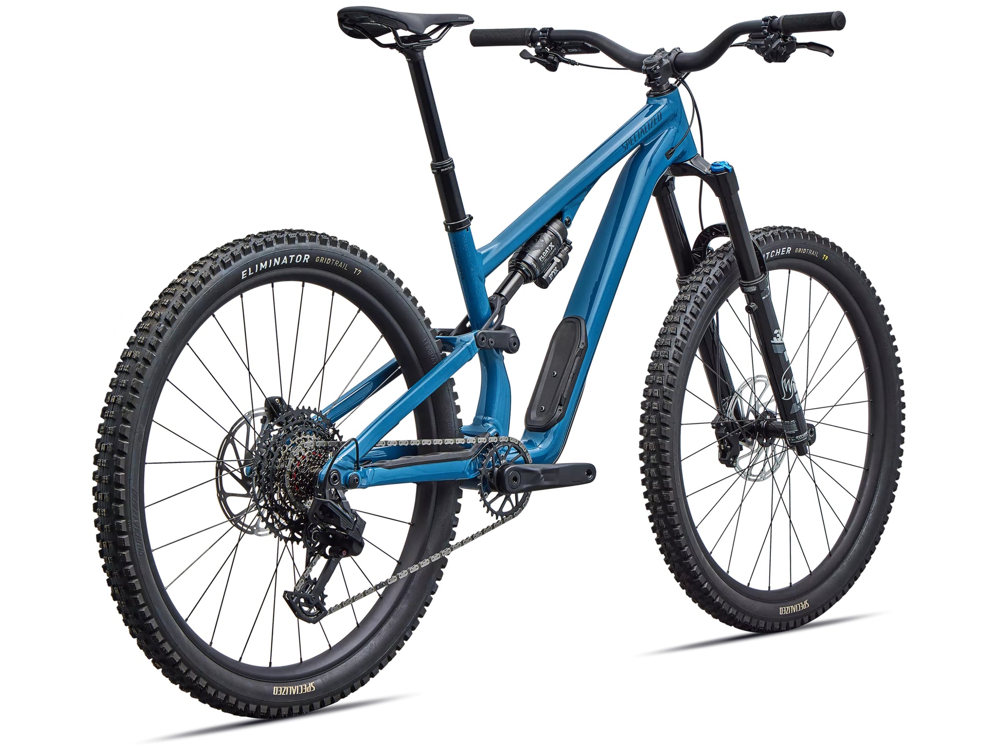 Specialized Stumpjumper 15 EVO Comp alloy Full Suspension Mountain bike Gloss grey blue / cast blue metallic Rear facing view