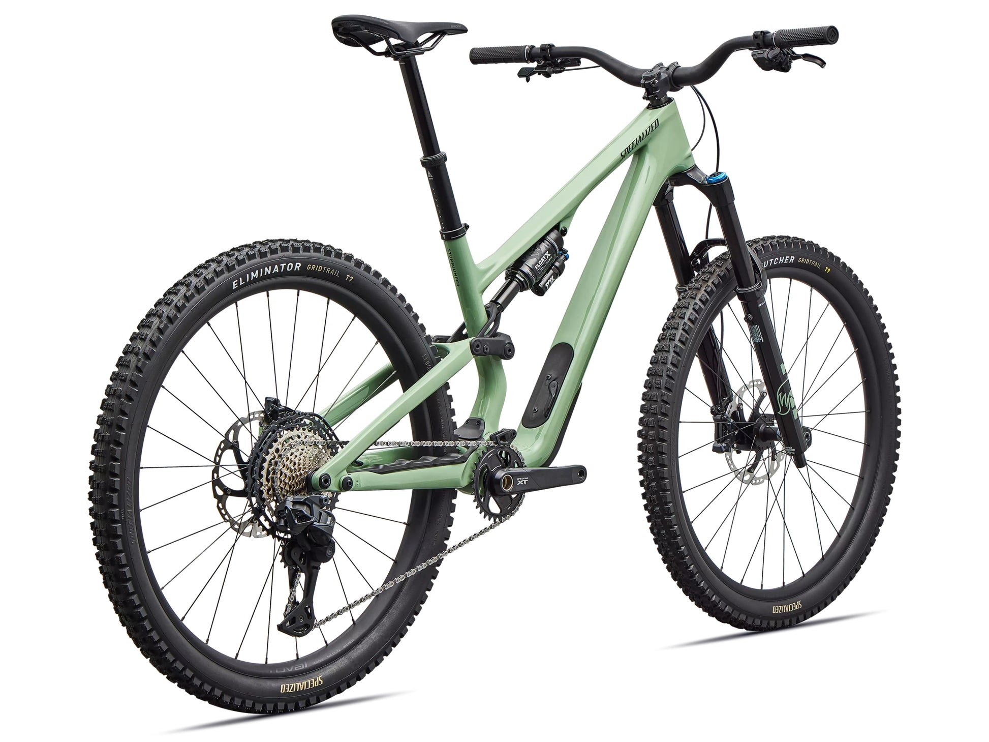 Specialized Stumpjumper 15 EVO Expert Di2 Full suspension mountain bike Gloss pistachio / dark moss green Rear facing view