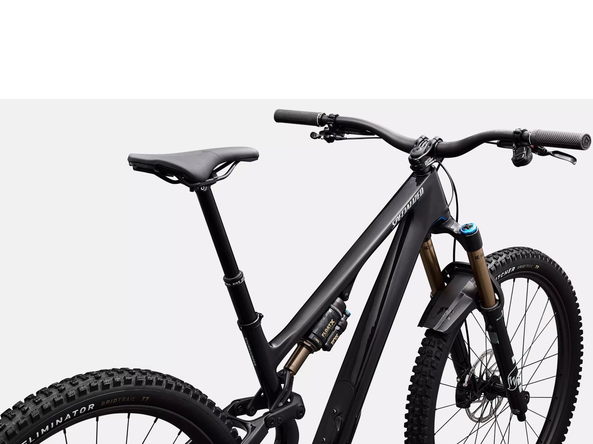 Specialized Stumpjumper 15 EVO Pro Full Suspension Mountain bike Gloss carbon / white Cockpit closeup