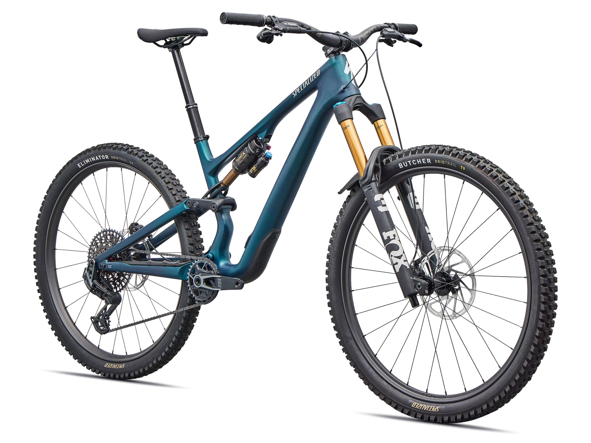 Specialized Stumpjumper 15 EVO Pro Full Suspension Mountain bike Satin teal tint / emerald metallic / dolomite metallic Forward facing view
