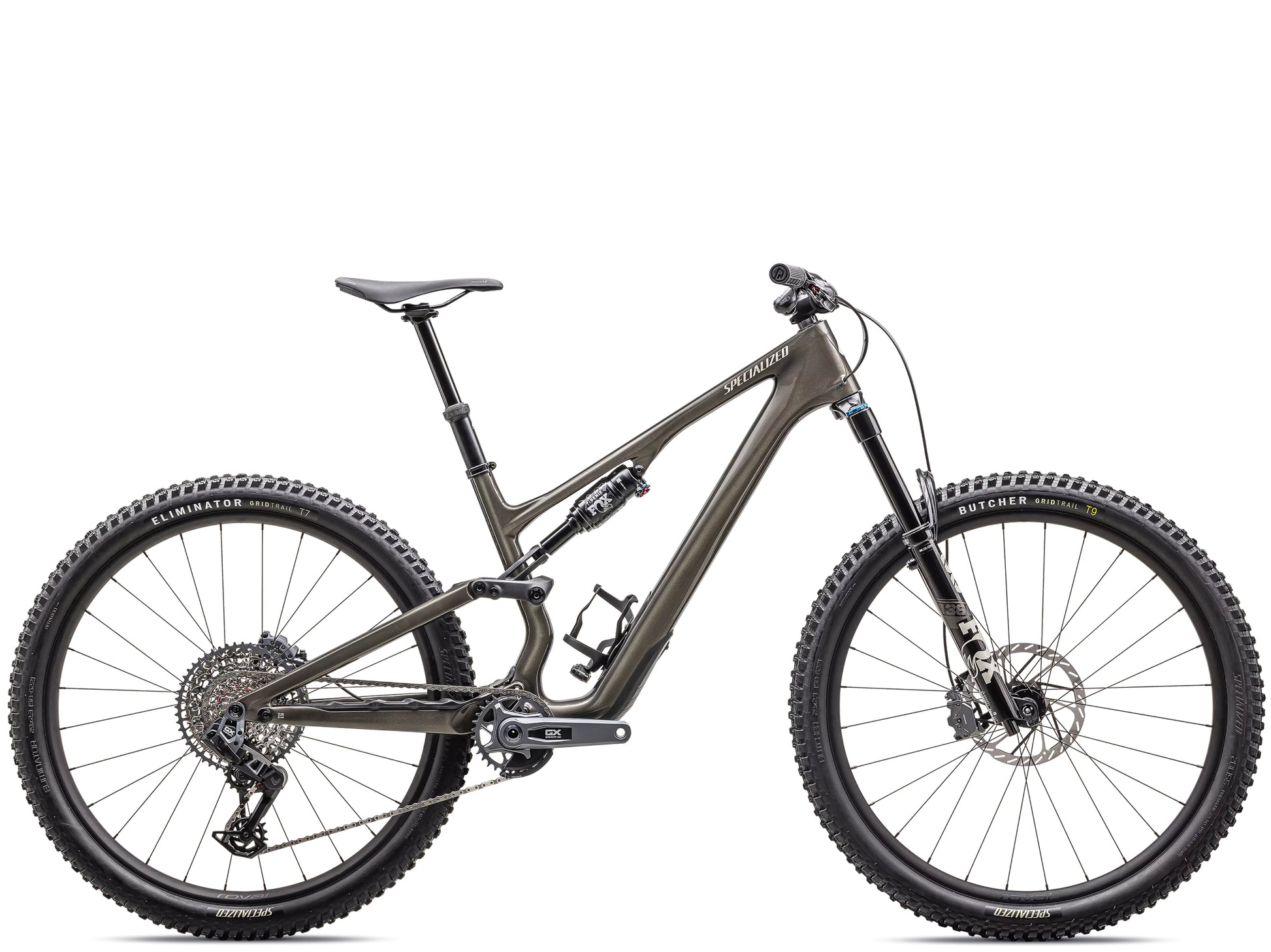 Specialized Stumpjumper 15 Expert Full suspension mountain bike Gloss gunmetal / white mountains Side profile