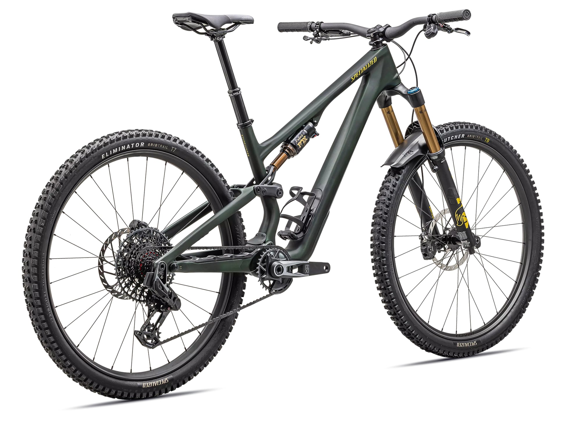 Specialized Stumpjumper 15 Pro Full Suspension Mountain bike Satin green tint / gunmetal / satin metallic sulphur Rear facing view