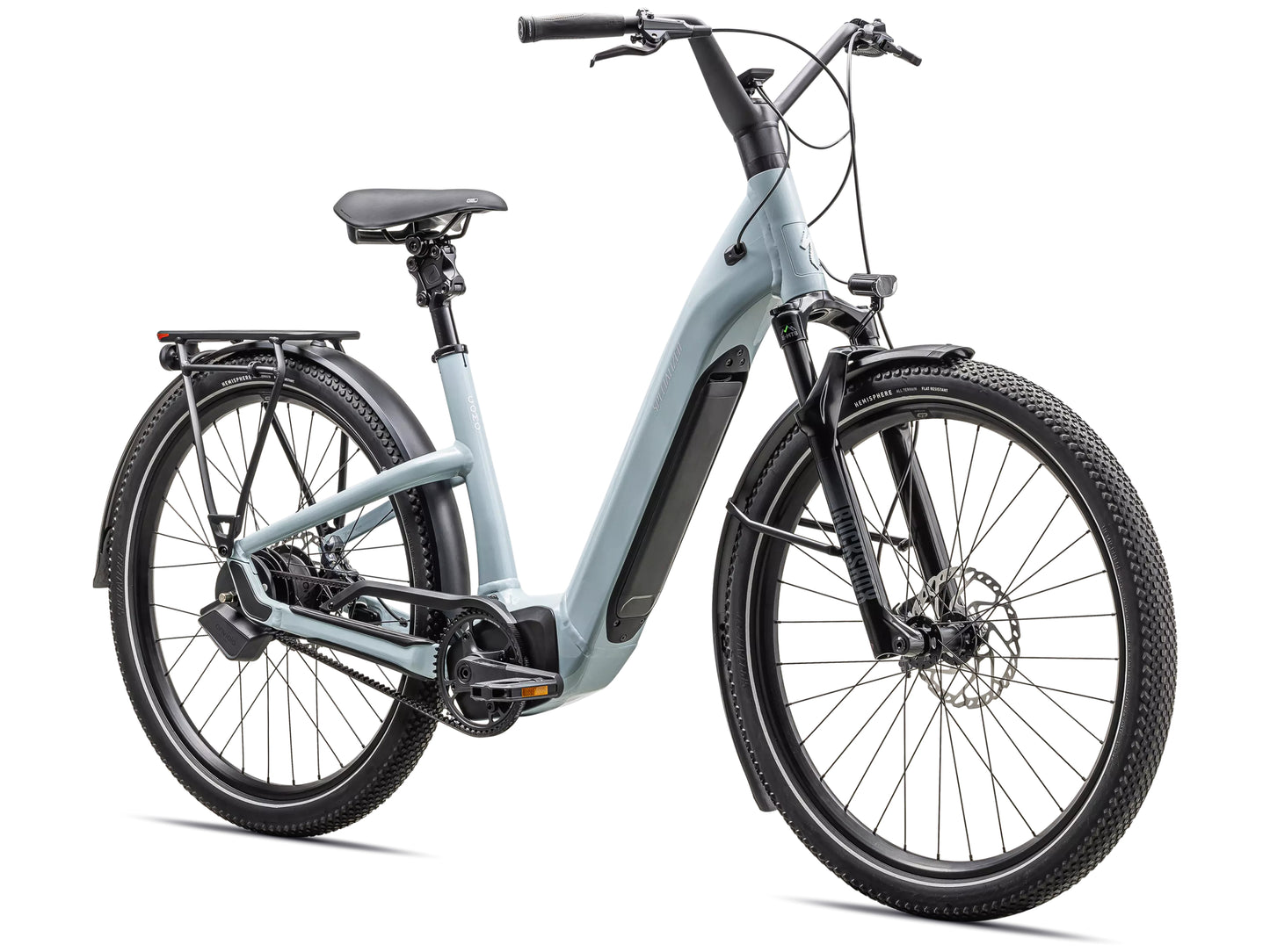 Specialized Turbo Como 5.0 IGH Road / commuter Leisure Electric bike Gloass seafoam / silver dust reflective Forward facing view