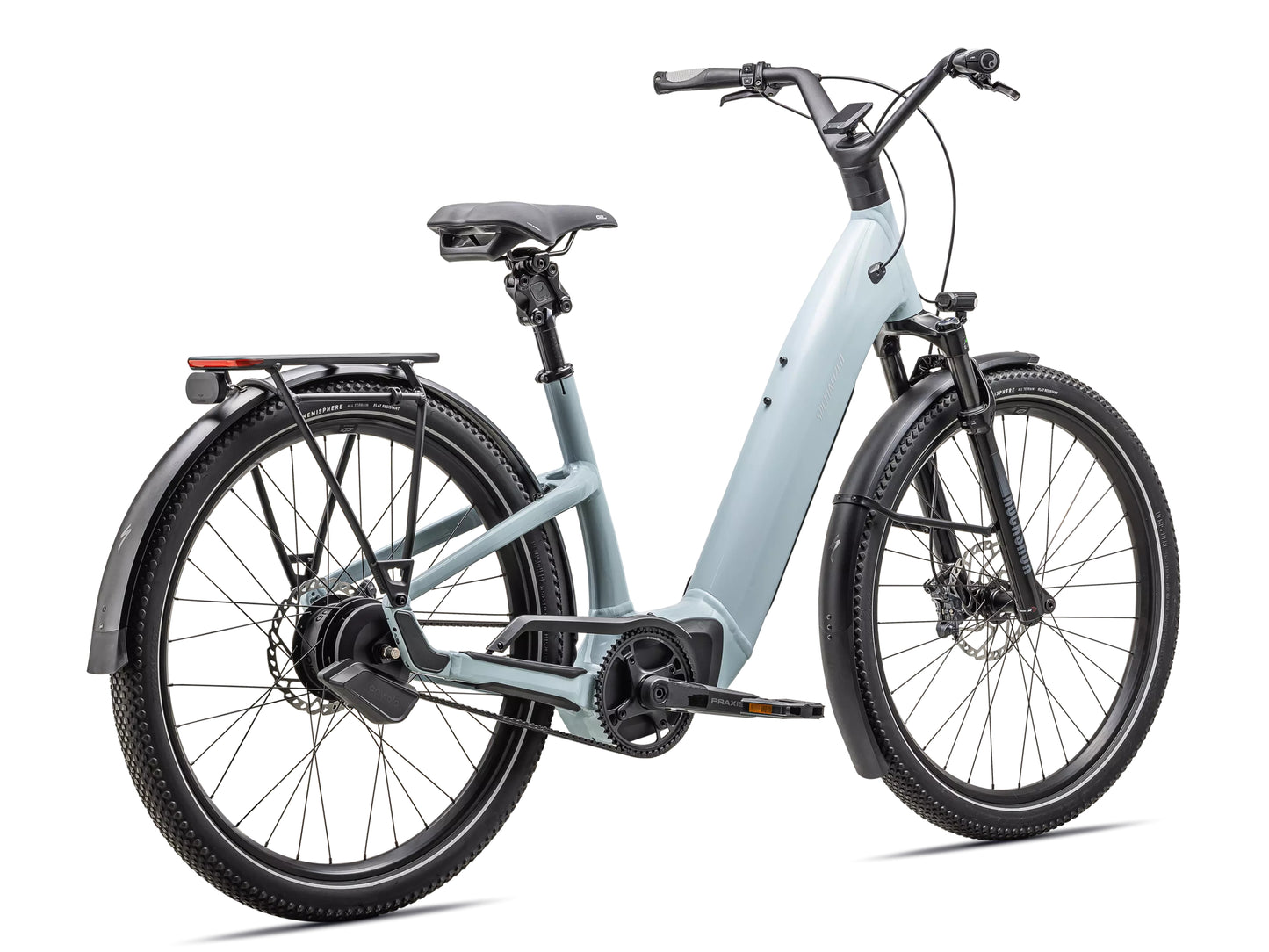 Specialized Turbo Como 5.0 IGH Road / commuter Leisure Electric bike Gloass seafoam / silver dust reflective Rear facing view