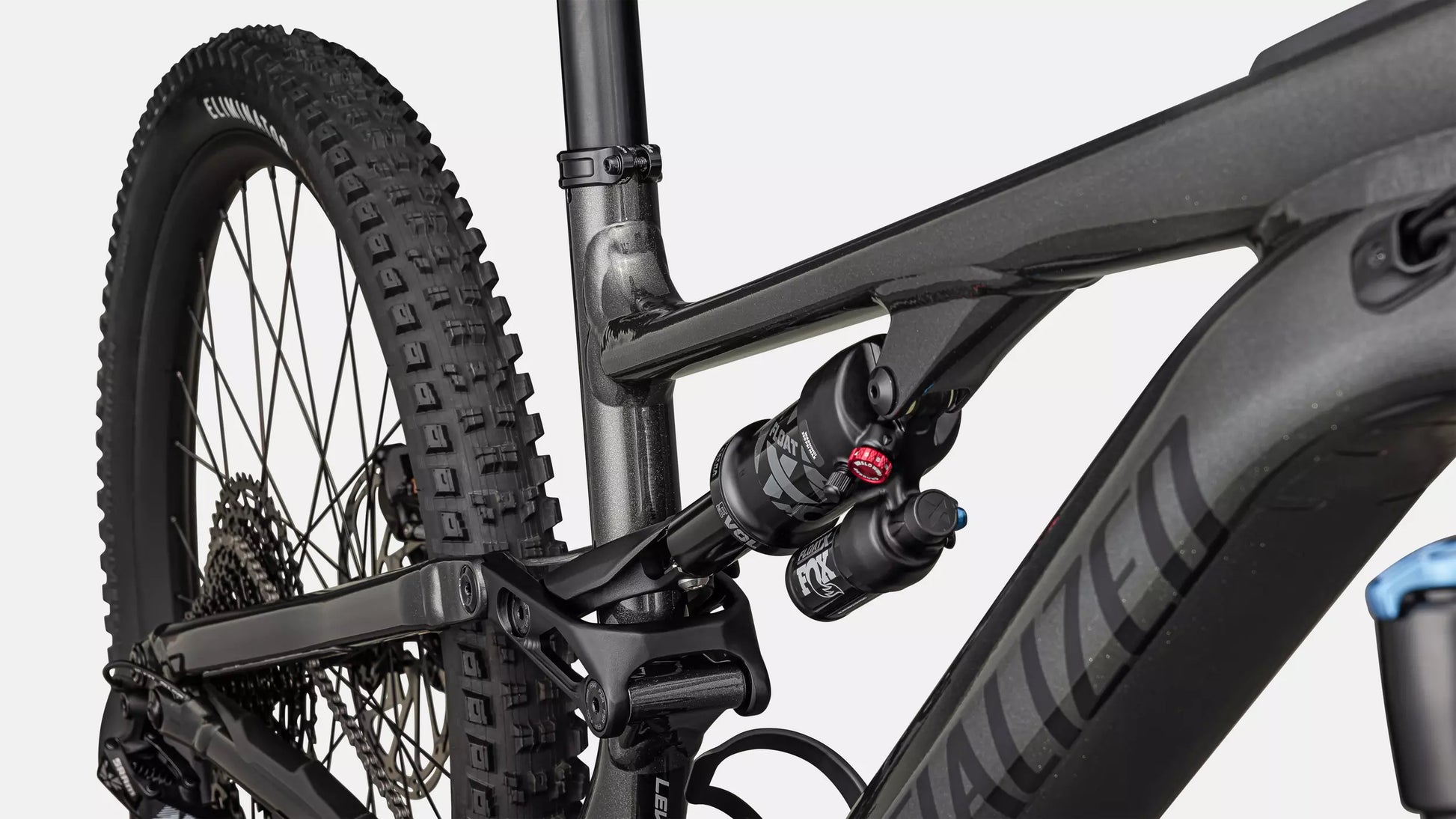 Specialized Turbo Levo SL Comp Alloy Charcoal / silverdust Rearshock closeup
