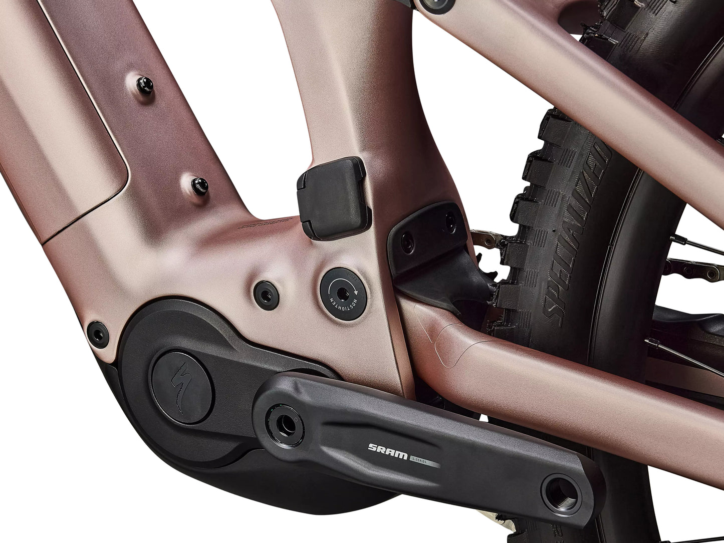 Specialized Turbo Levo Comp Full Suspension eMTB Satin champagne / metallic obsidian Motor Closeup
