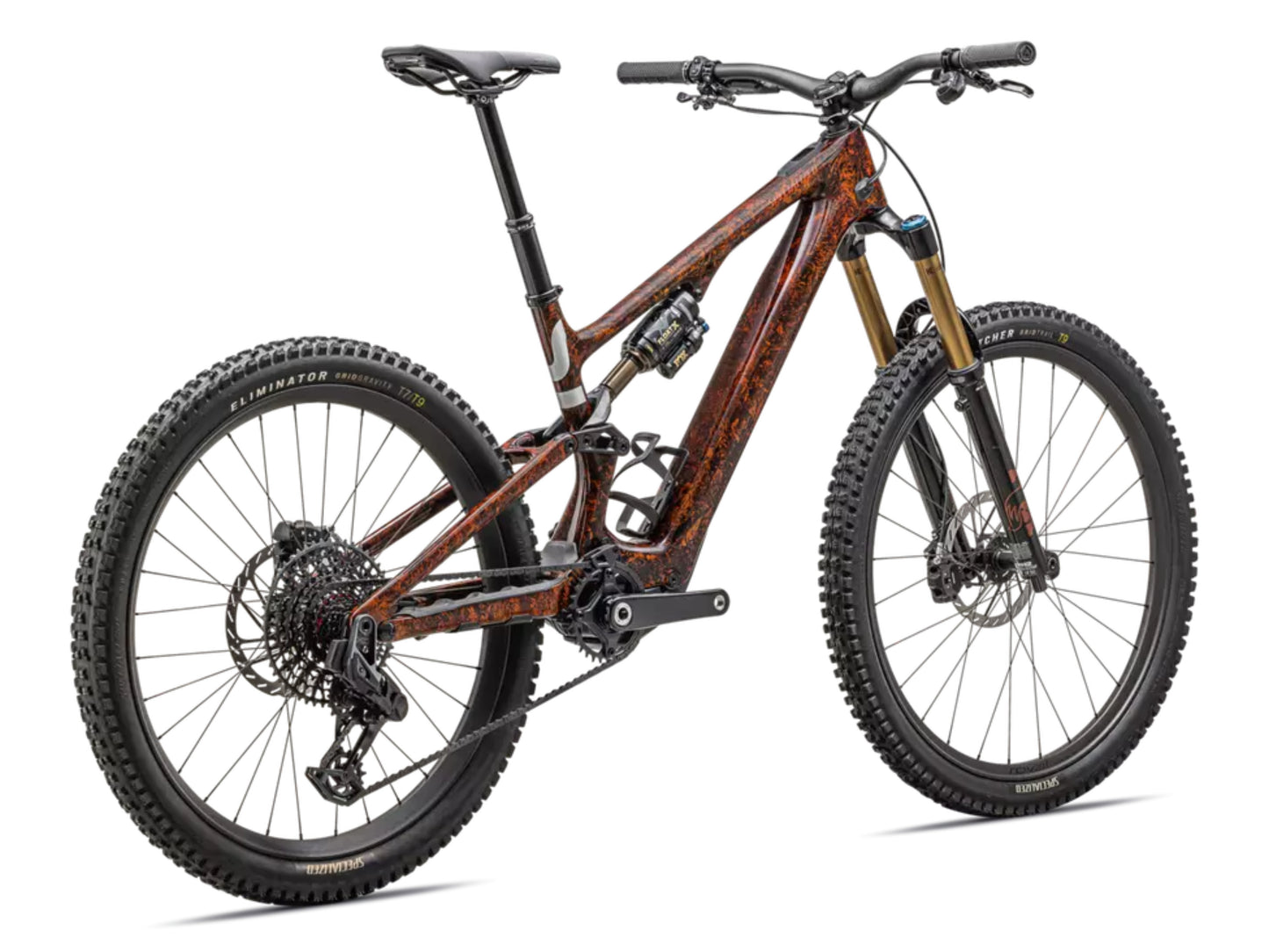 Specialized Turbo Levo SL 2 Pro Full suspension eMTB Orange tint / cool grey impasto / copper Rear facing view