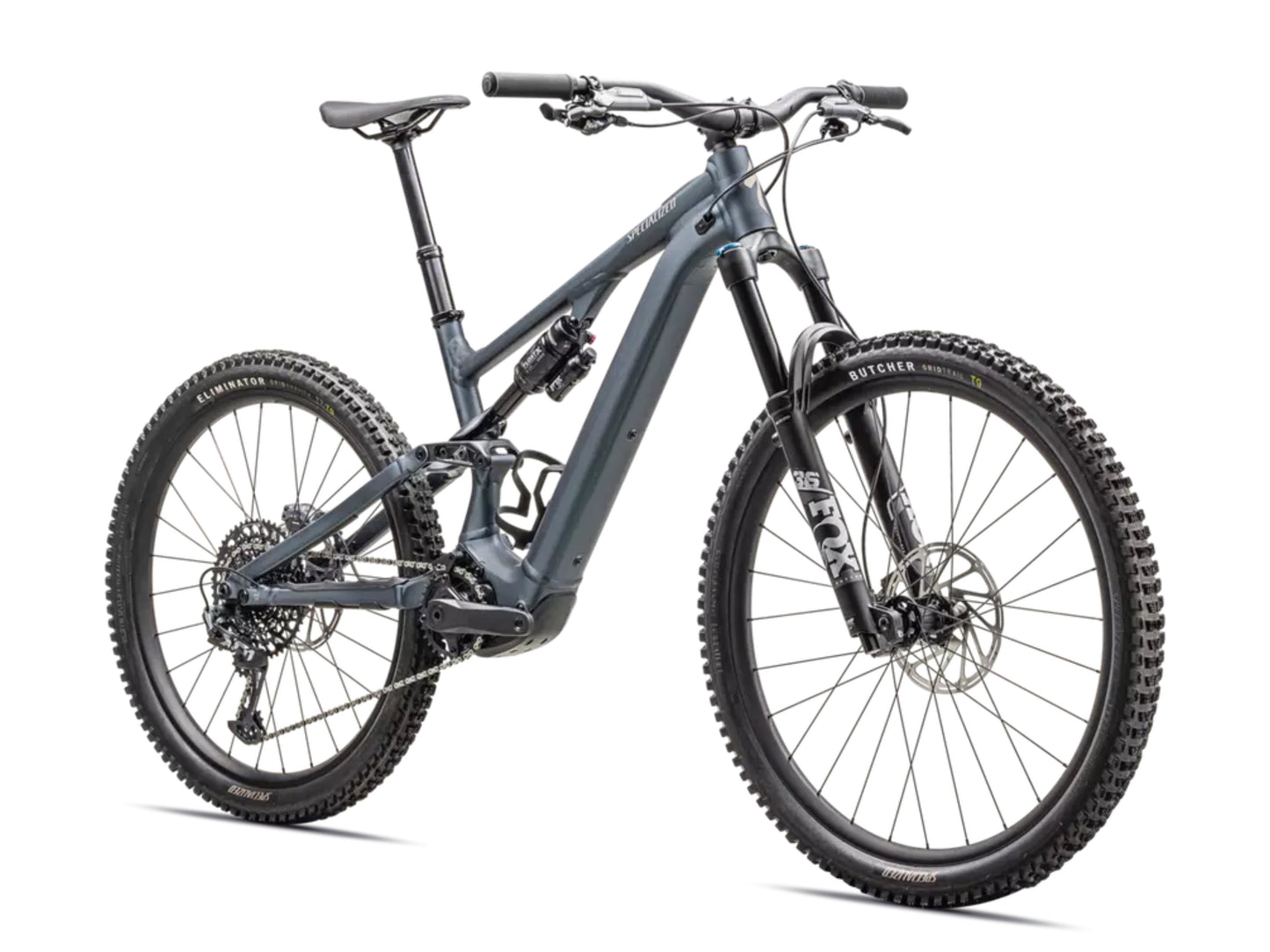 Specialized Turbo Levo SL Comp Alloy Full Suspension eMTB Lightweight Cast blue metallic / dark navy / white mountains Forward facing view