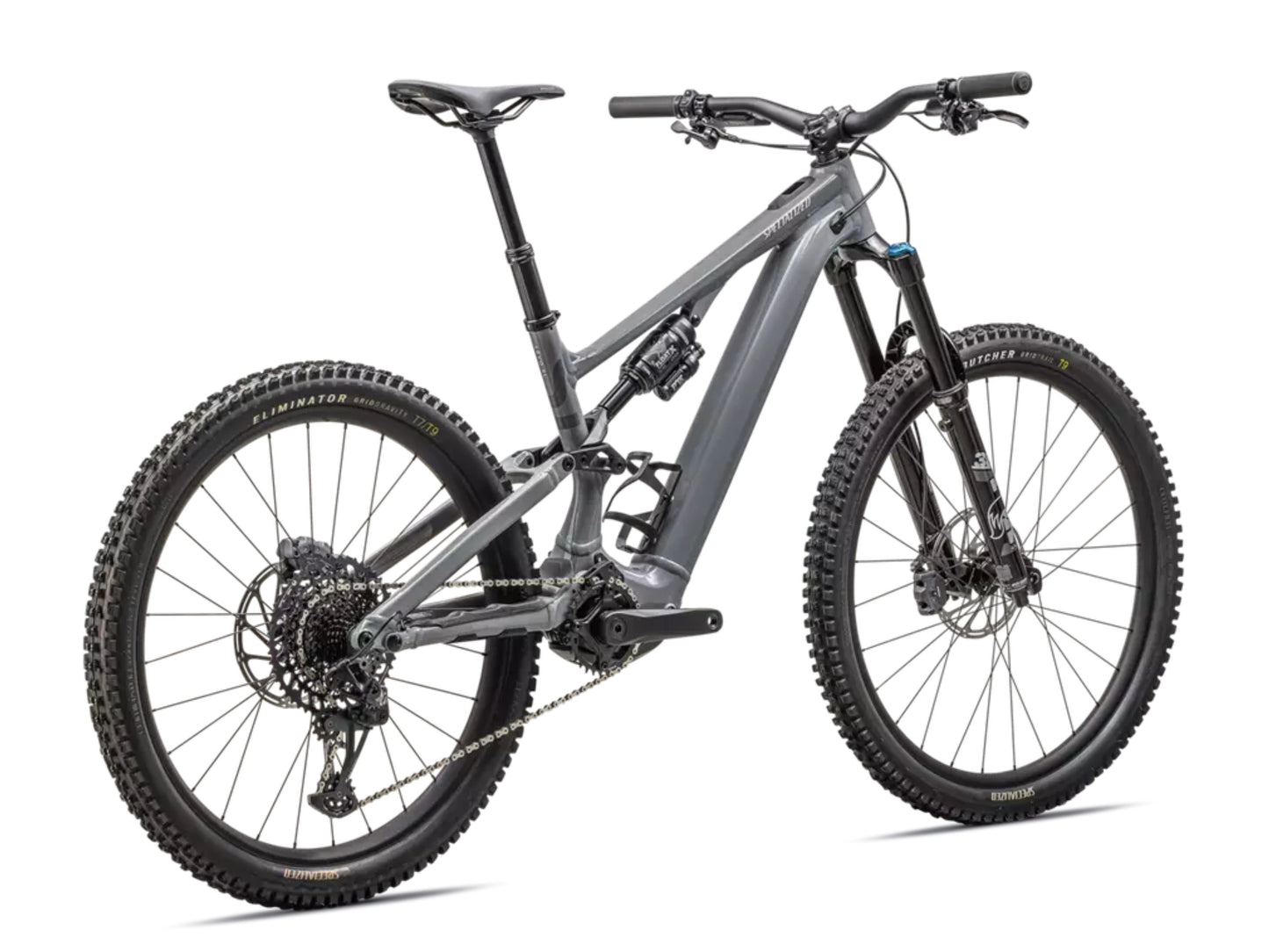 Specialized Turbo Levo SL Comp Alloy Full Suspension eMTB Lightweight Cool grey / ashen grey / dune white Rear facing view