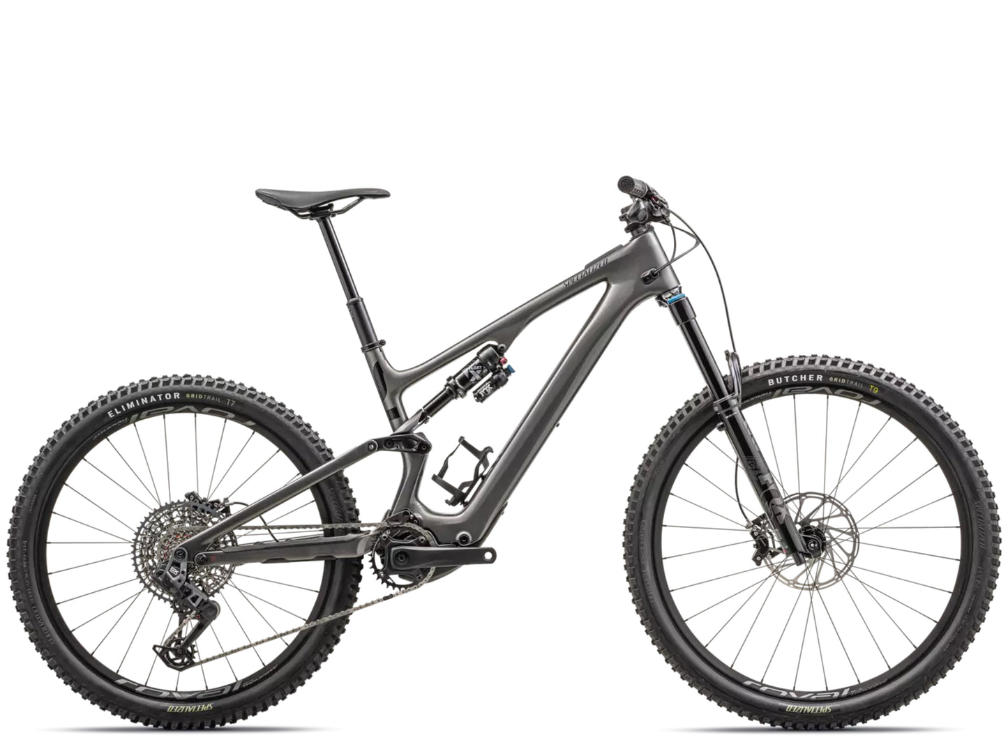 Specialized Turbo Levo SL Expert Carbon Gloss Smoke / Gloss Black / Satin Flo Red / Silver Dust Side profile