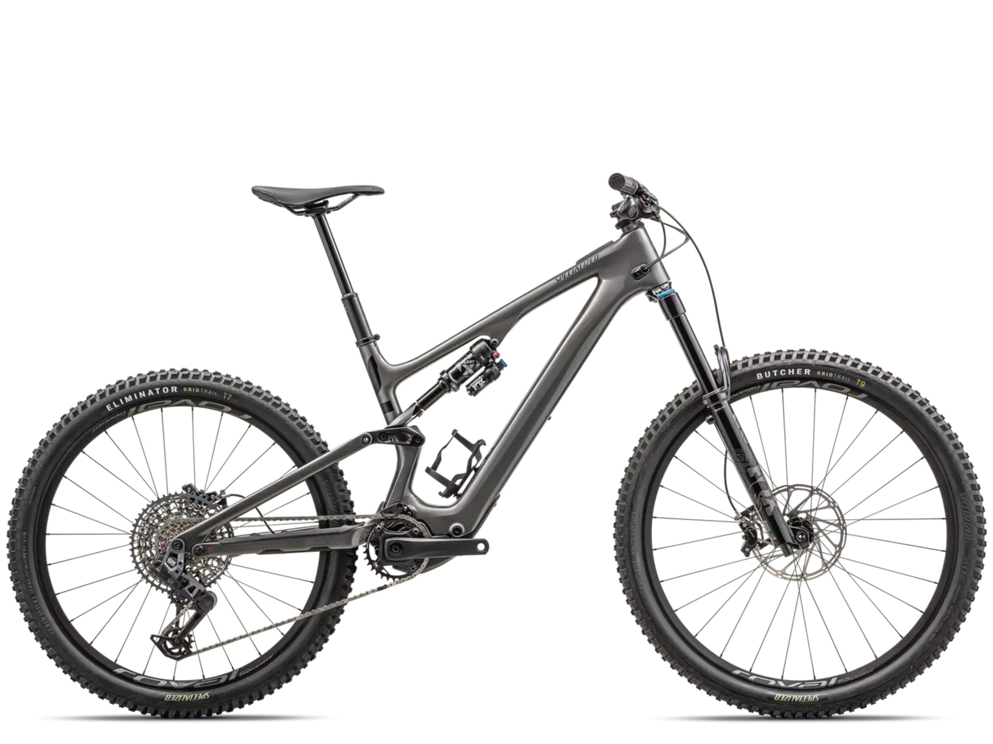 Specialized Turbo Levo SL Expert Carbon Gloss Smoke / Gloss Black / Satin Flo Red / Silver Dust Side profile