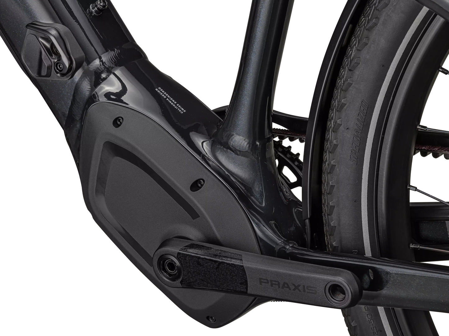 Specialized Turbo Vado 5.0 IGH Road / commuter Gloass castblack / Silver reflective Motor closeup