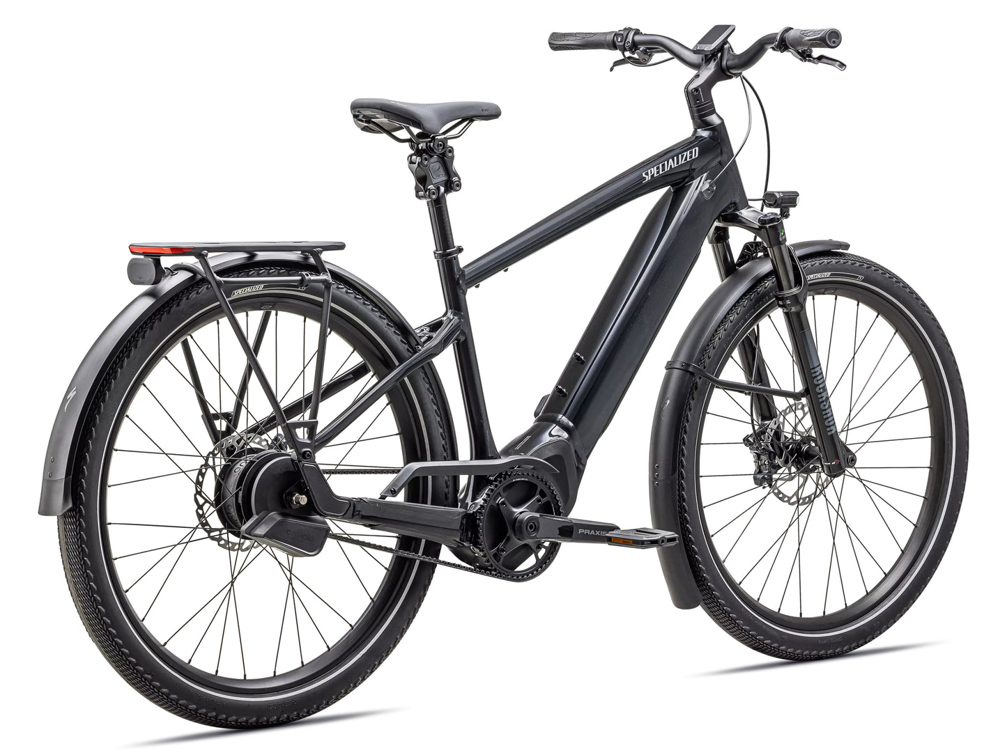 Specialized Turbo Vado 5.0 IGH Road / commuter Gloass castblack / Silver reflective Rear facing view