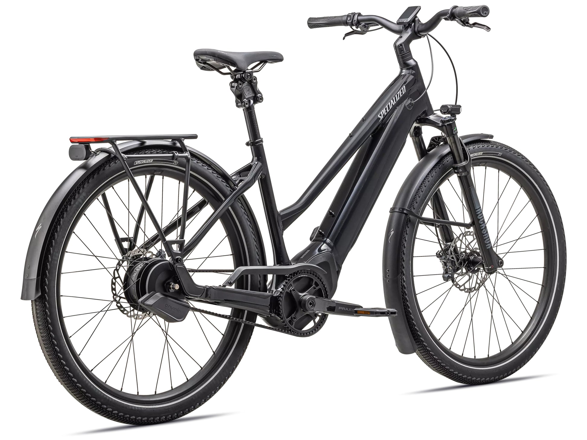 Specialized Turbo Vado 5.0 IGH Step Through Road / commuter Gloass castblack / Silver reflective Rear facing view