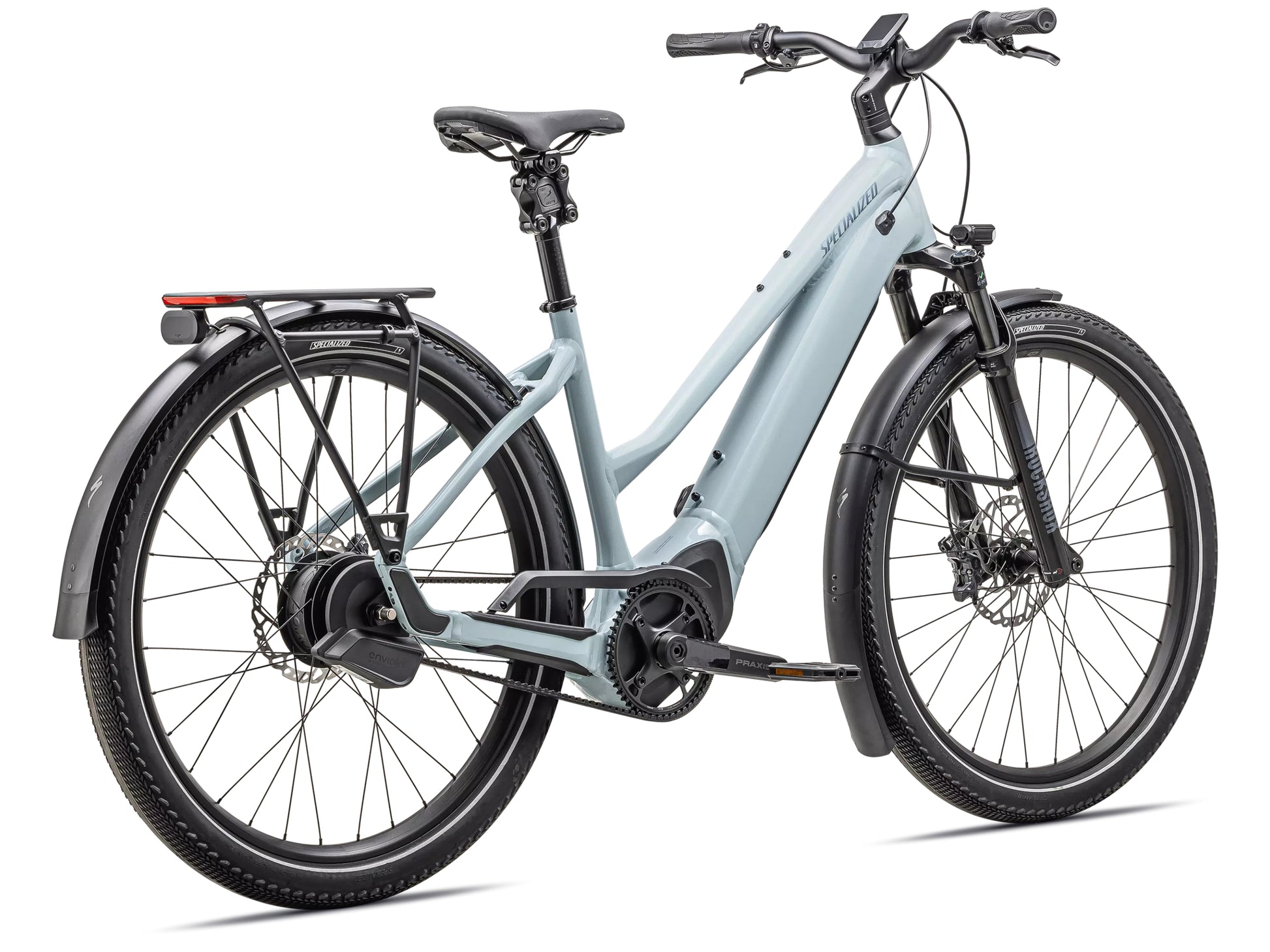 Specialized Turbo Vado 5.0 IGH Step Through Road / commuter Seafoam lapis pearl / glacial metallic Rear facing view