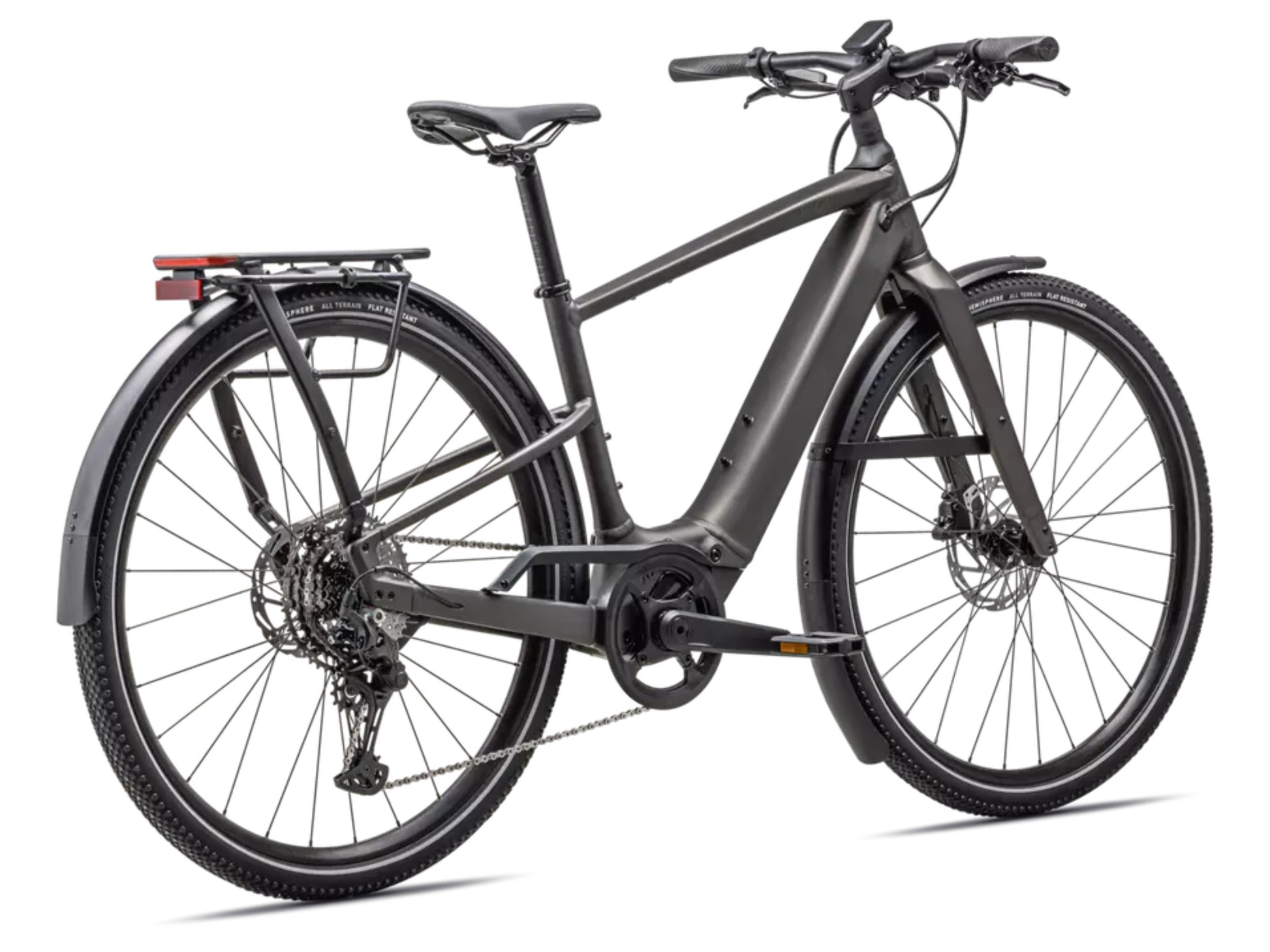 Specialized Turbo Vado SL 2 5.0  Lightweight Road / commuter electric bike Satin gunmetal / smoke frost Rear facing view