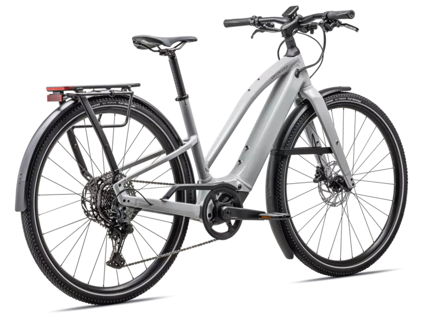 Specialized Turbo Vado SL 2 5.0 Step-Through Lightweight Road / commuter electric bike Dove grey Rear facing view