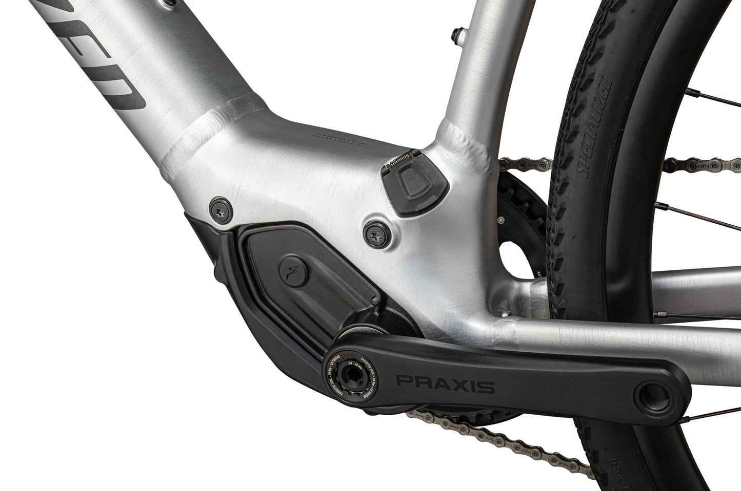 Specialized Vado SL 5.0 Brushed aluminum / black reflective motor closeup