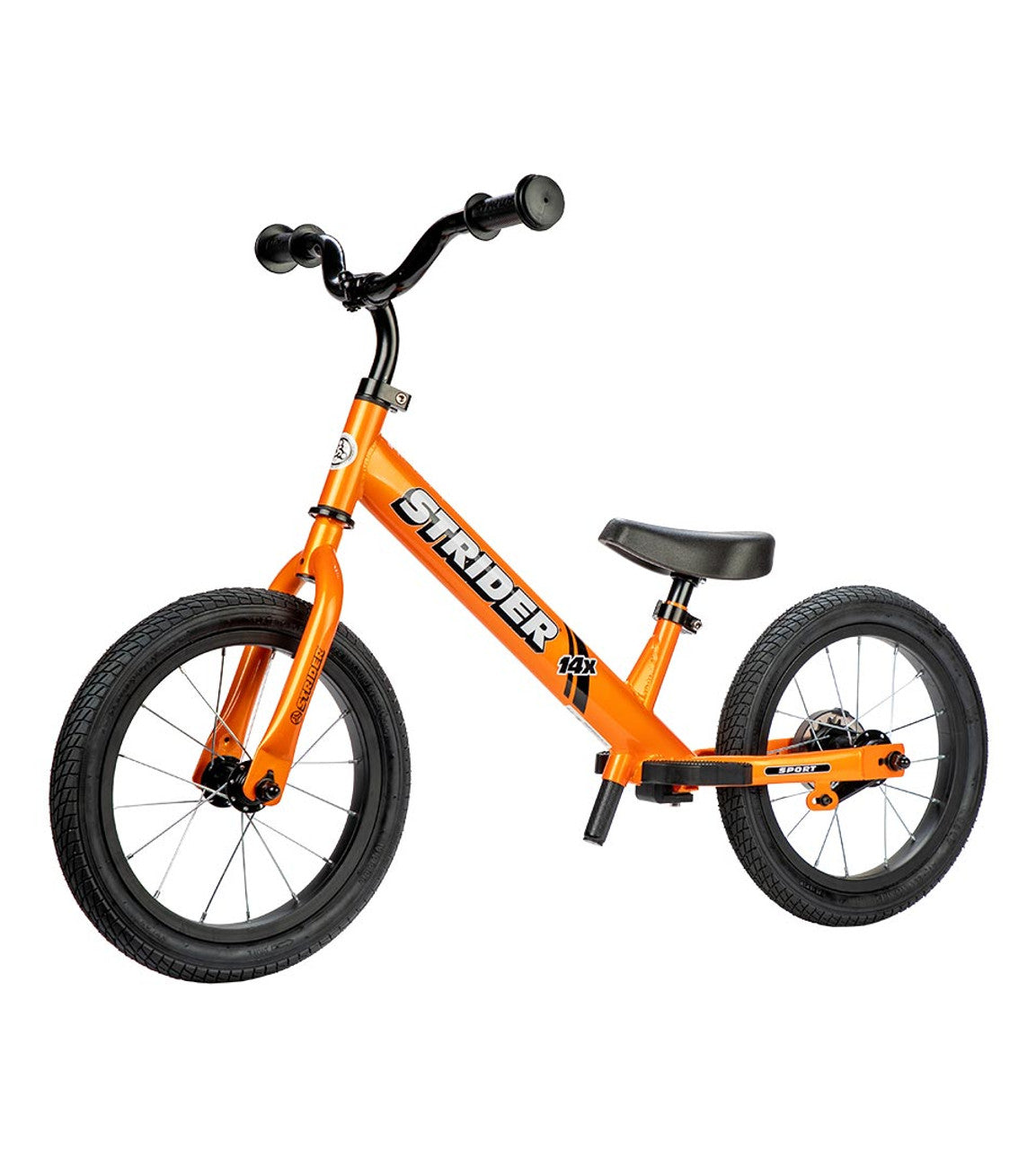 Strider 14x Convertible bike Tangerine Side profile