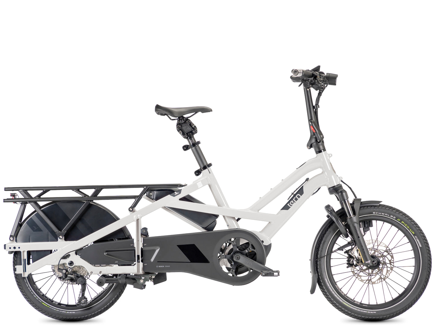 Tern GSD Gen 3 Electric folding Cargo bike Pearl white Side profile