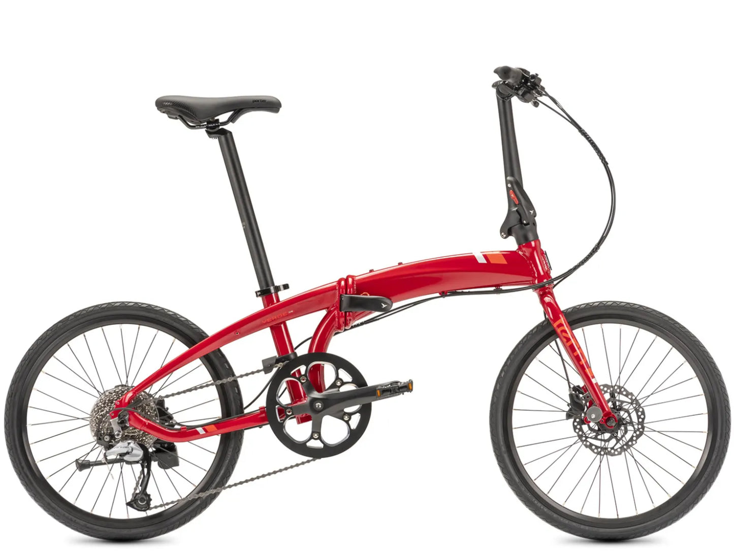 Tern Verge D9 folding bike commuter / leisure Red / silver Side profile