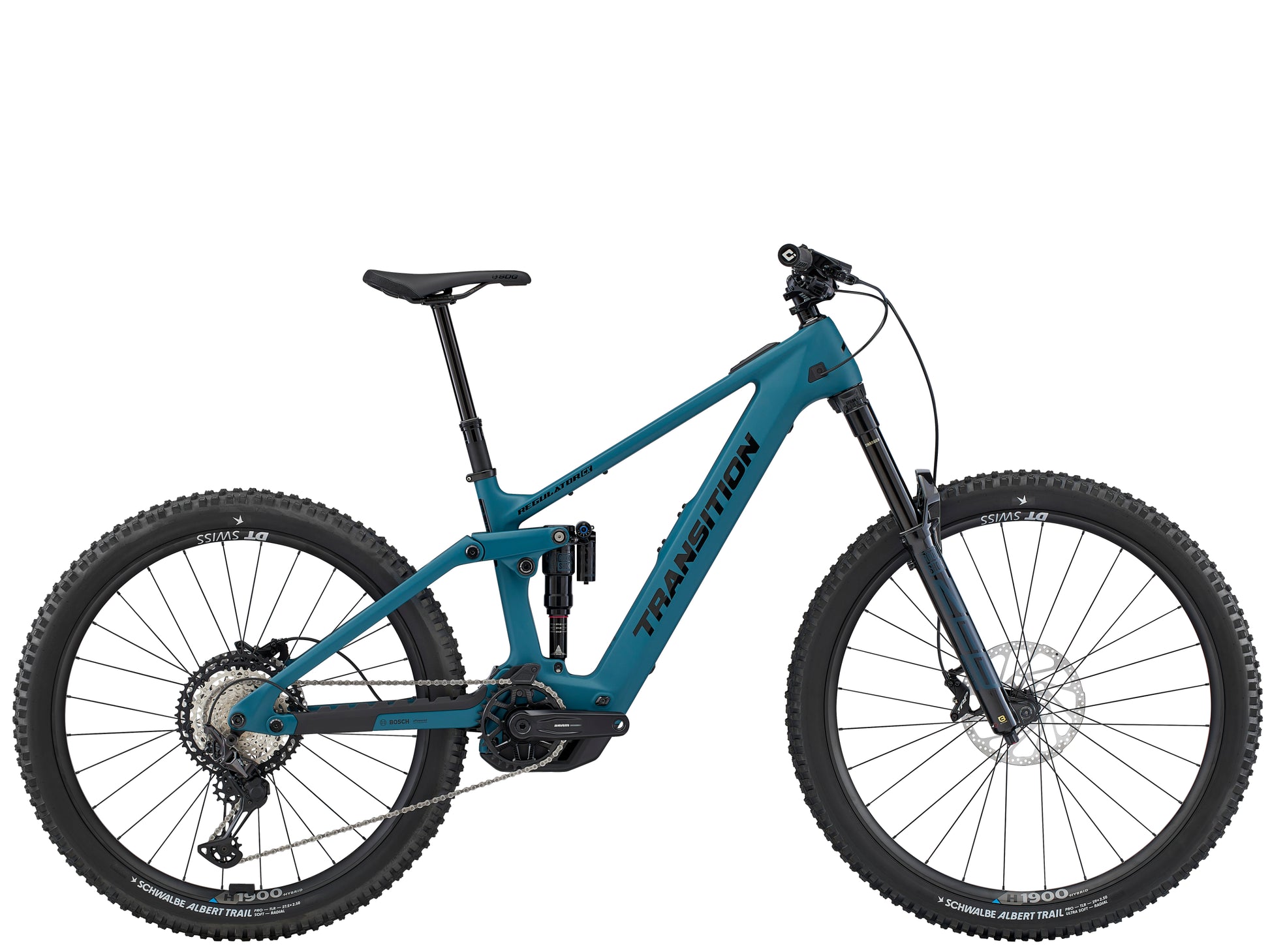 Transition Regulator CX Carbon XT Full suspension eMTB Salish sea blue Side profile