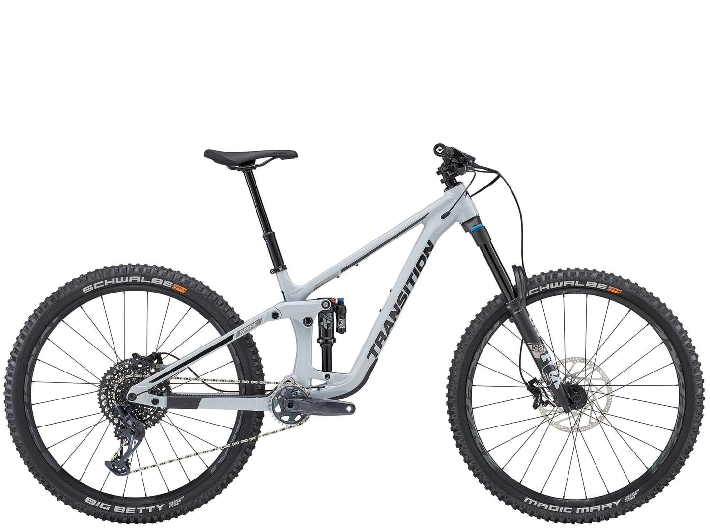 Transition Spire Alloy GX Full Suspension Mountain bike Hint of blue Side profile