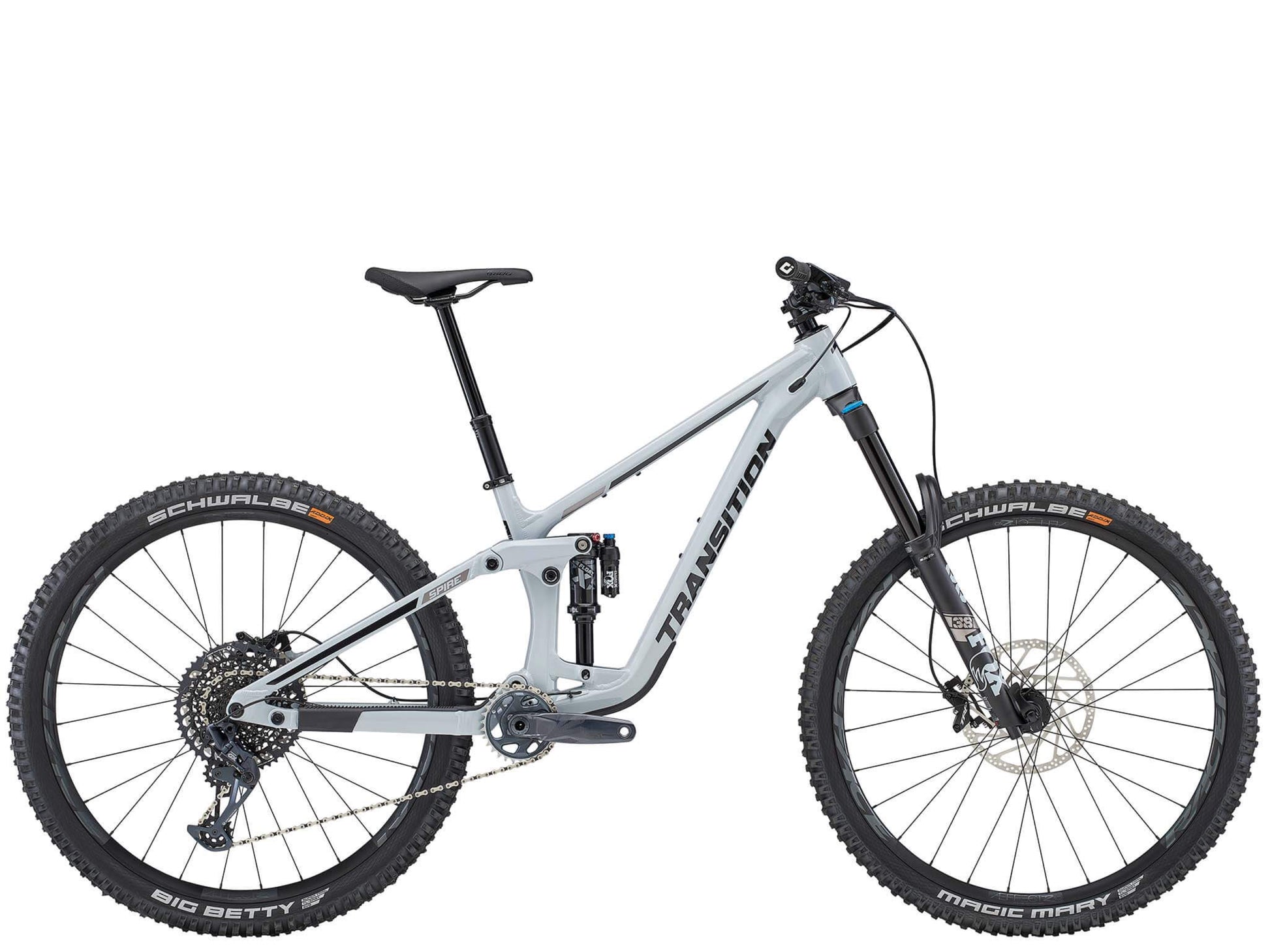 Transition Spire Alloy GX Full Suspension Mountain bike Hint of blue Side profile