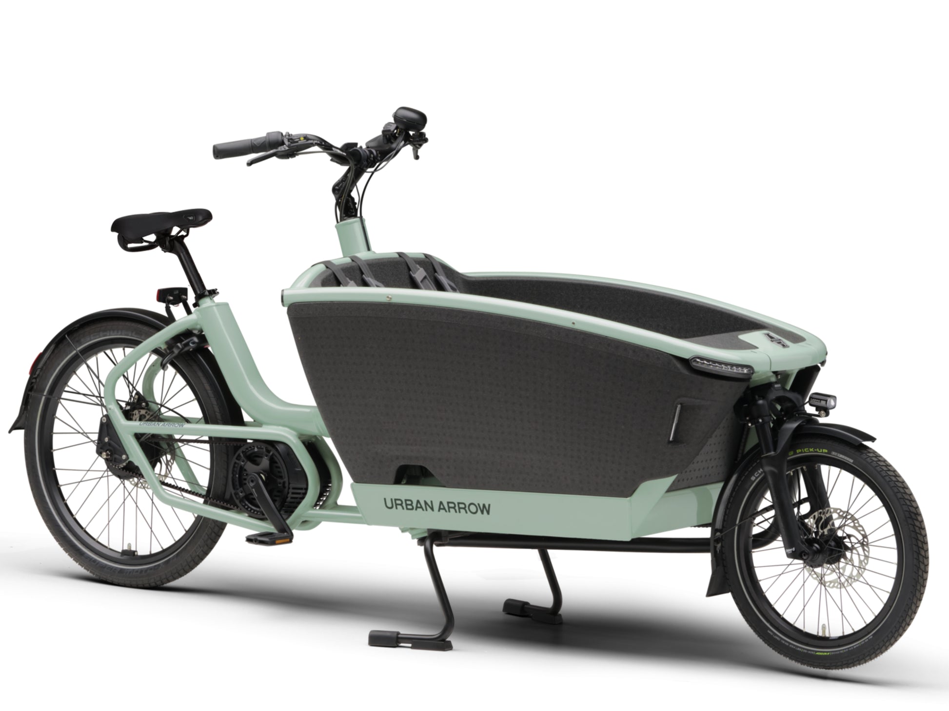 Urban Arrow Family Next Pro Electric Cargo Bike Green / black Forward view