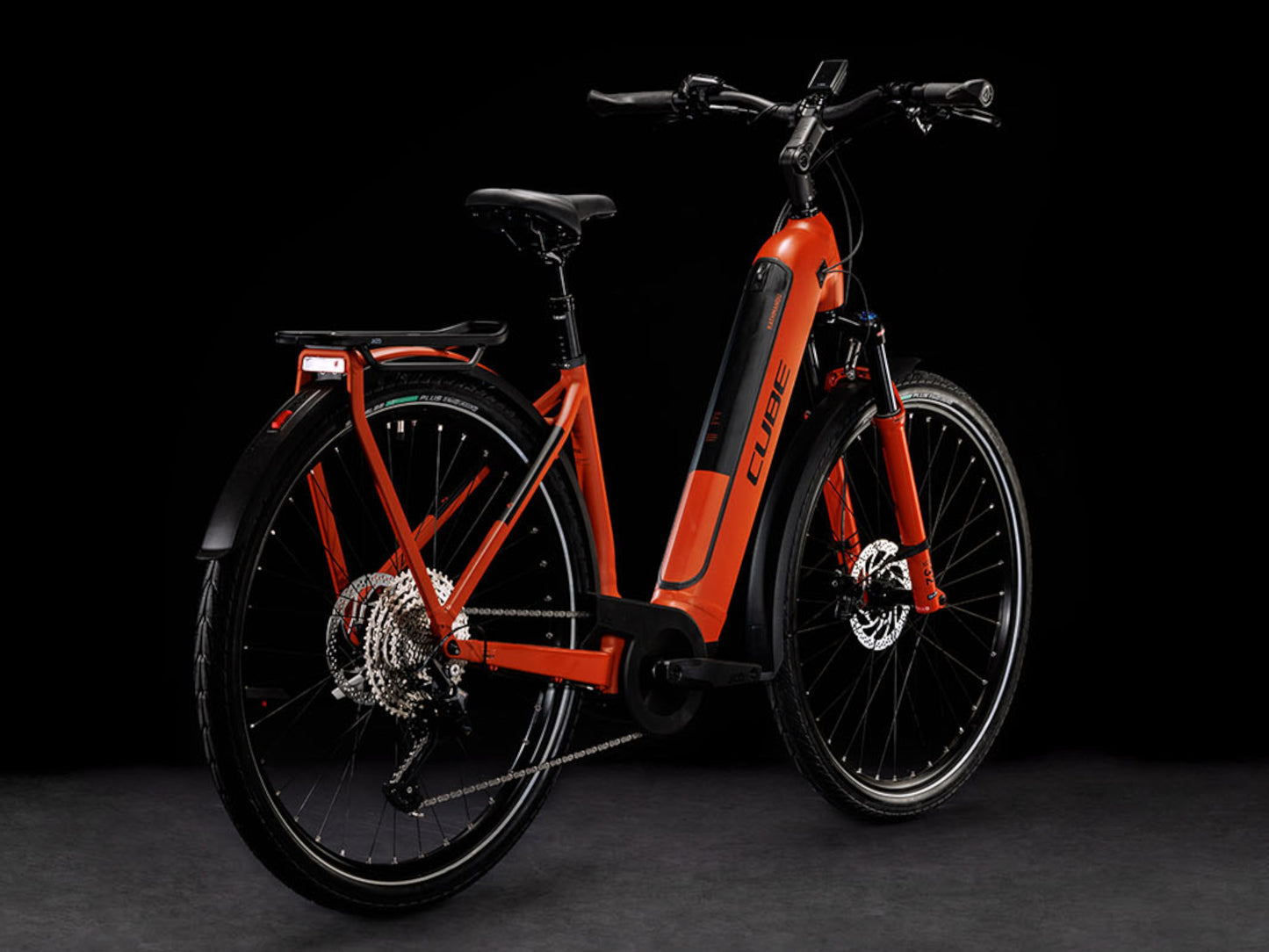 Cube Kathmandu Hybrid EXC 750 Easy Entry eMTB hardtail red n black back right side profile on Fly Rides