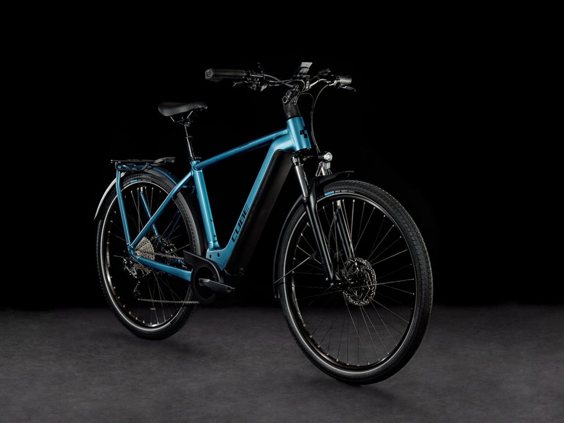 Cube Kathmandu Hybrid One 625 eMTB hardtail blue n black front right side profile on Fly Rides