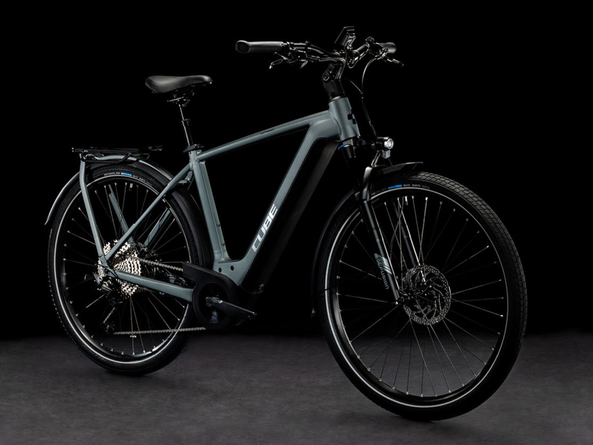 Cube Kathmandu Hybrid Pro 625 eMTB hardtail Flashgrey n metal front right side profile on Fly Rides