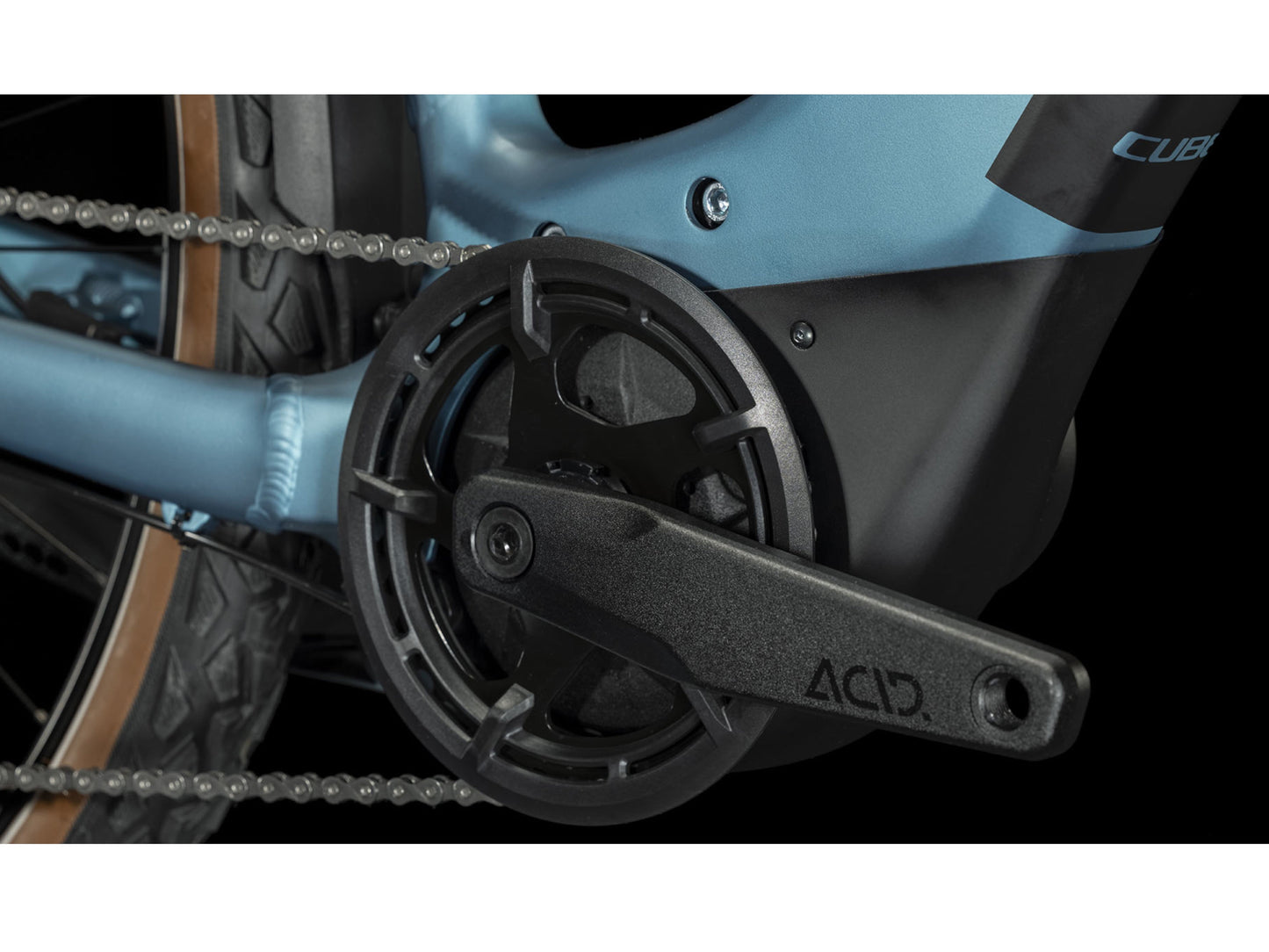 Cube Nuride Hybrid Performance 500 Allroad Easy Entry eMTB hardtail closeup ACID E Crank Bosch drive unit