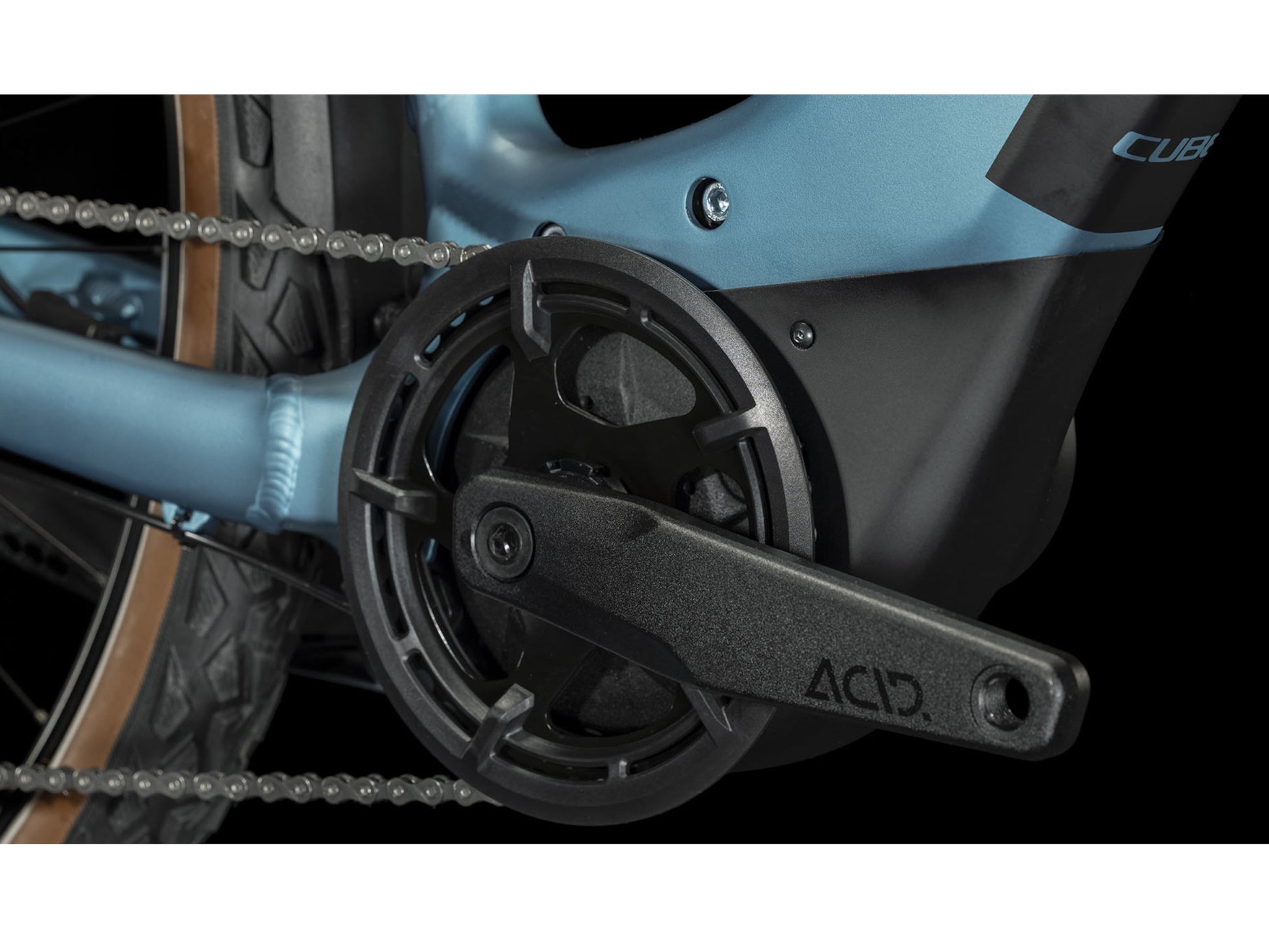 Cube Nuride Hybrid Performance 500 Allroad Easy Entry eMTB hardtail closeup ACID E Crank Bosch drive unit