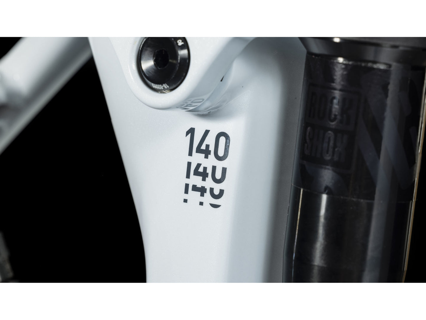 Cube Stereo Hybrid 140 HPC Pro 625 eMTB full Suspension Frostwhite n grey closeup rear linkage frame