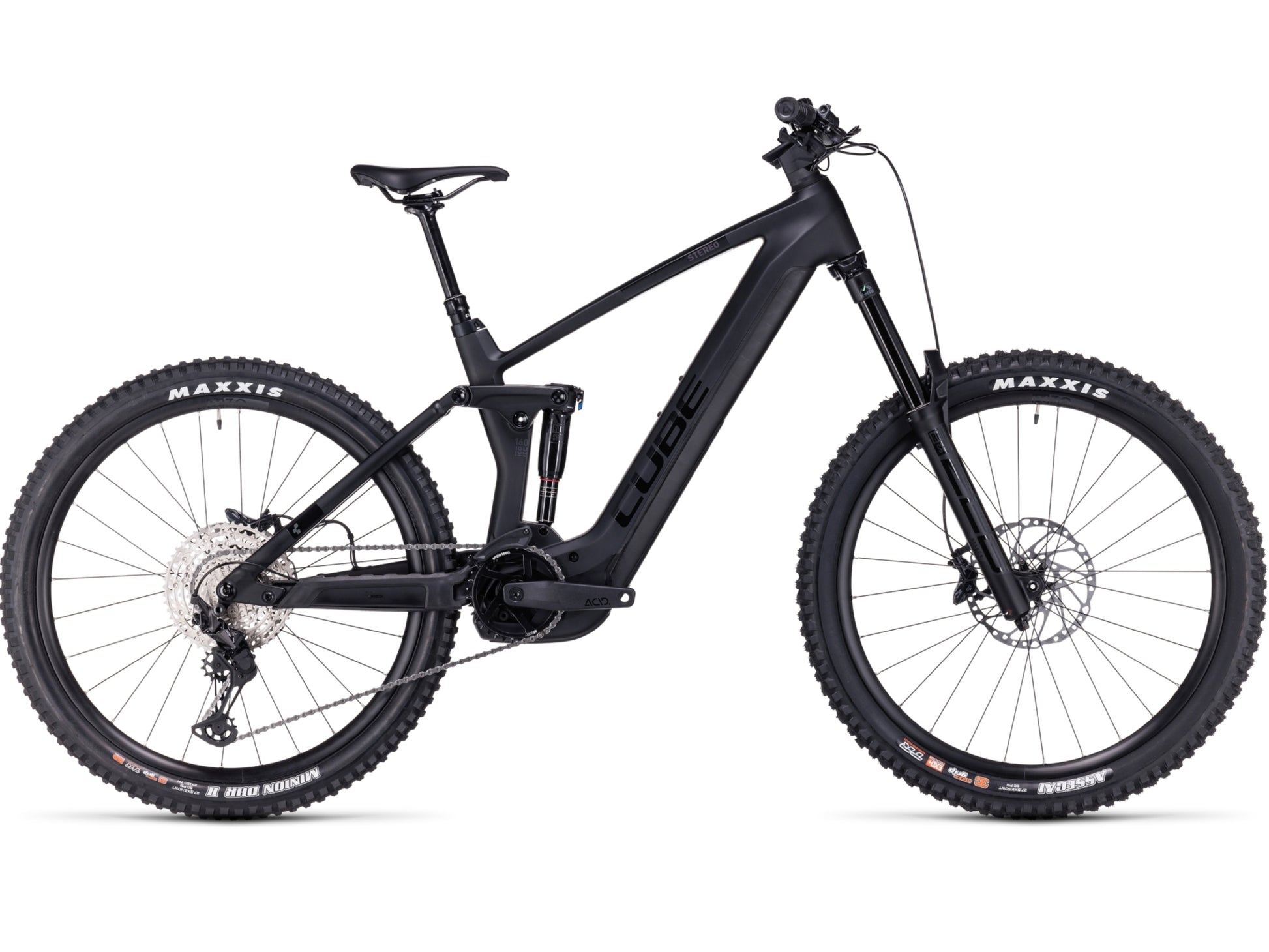 Cube Stereo Hybrid 160 HPC SLX 750 eMTB full Suspension carbon n reflex side profile on Fly Rides