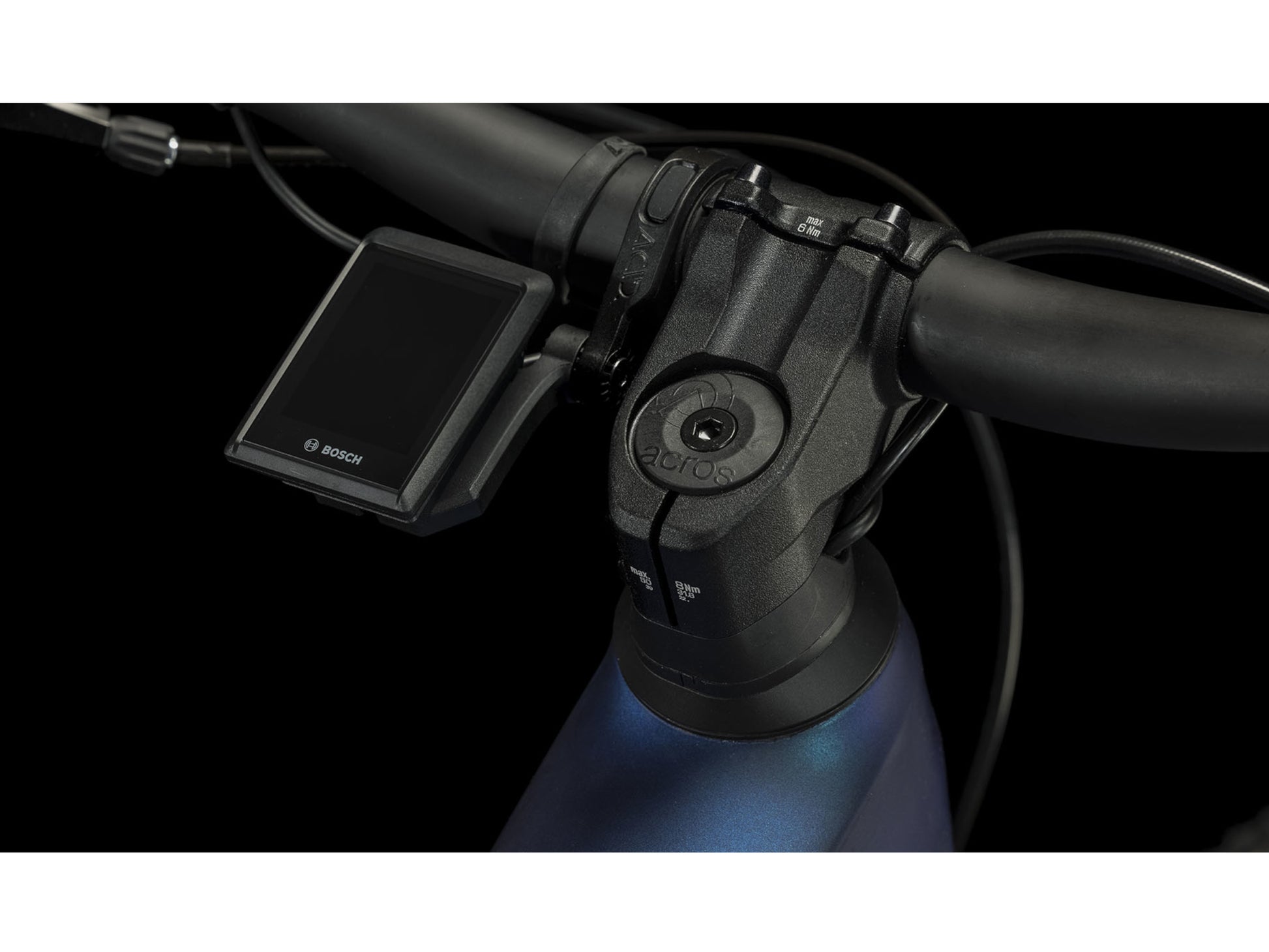 Cube Stereo Hybrid 160 HPC SLX 750 eMTB full suspension nebula n carbon closeup Bosch Kiox 300 display