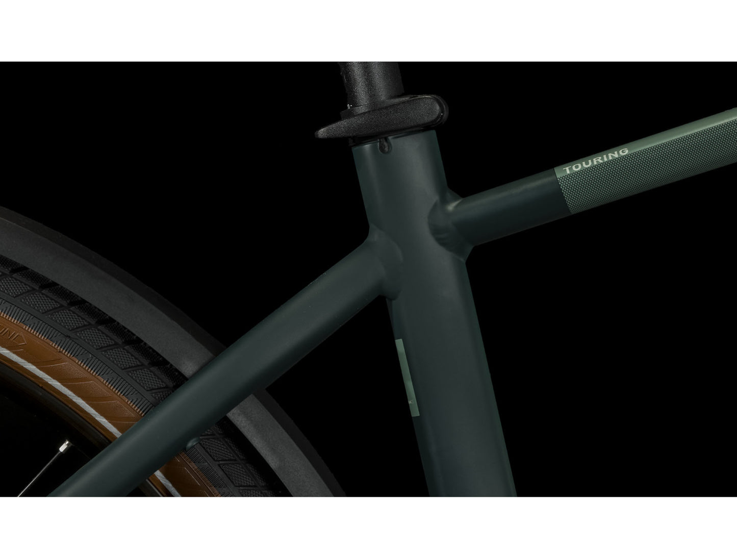 Cube Touring Hybrid ONE 500 eMTB hardtail darkgreen n green closeuup side profile seatpost frame