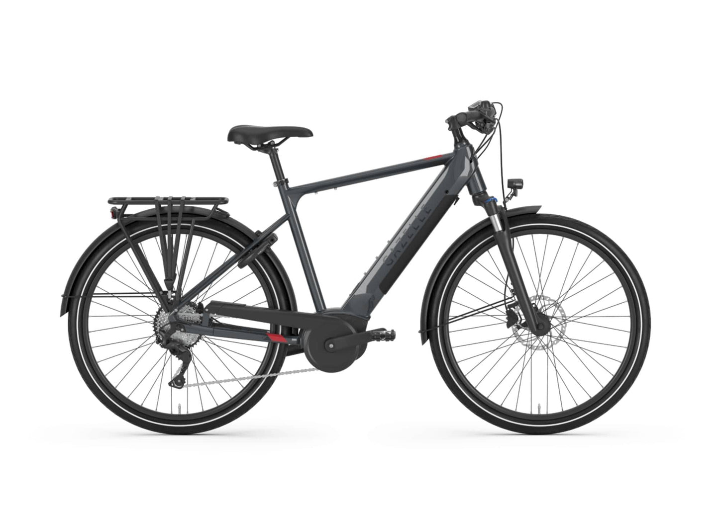 Gazelle Medeo T10 High Step dust gloss side view on Fly Rides