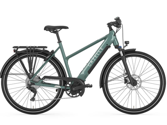 Gazelle Medeo T10+ Mid Step petrol gloss side view on Fly Ride