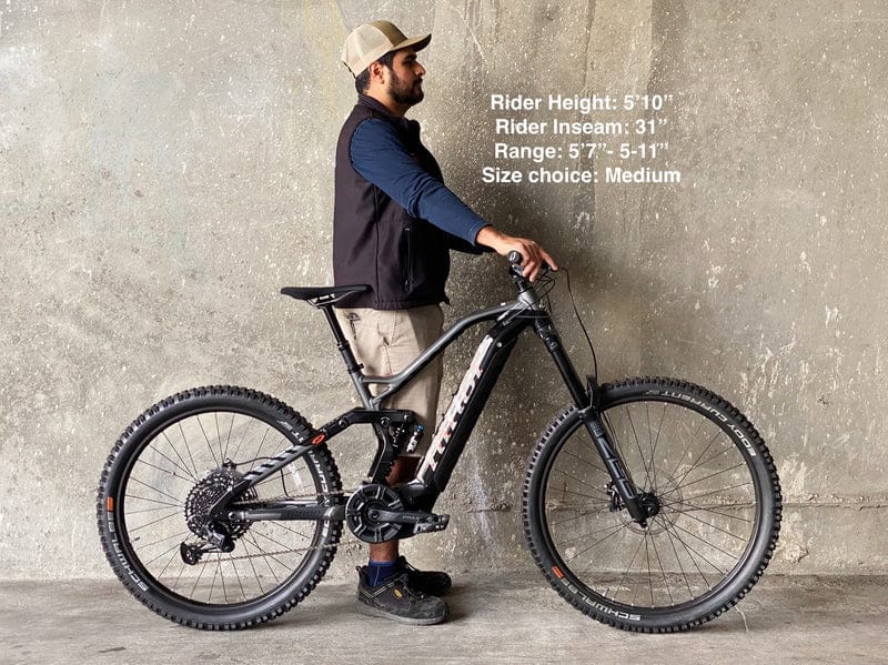 Niner WFO e9 electric mountain bike medium rider height sizing on Fly Rides