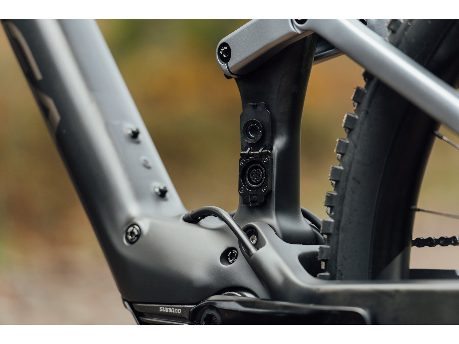 Orbea Rise M20 eMTB full suspension close up sealed charging port cover